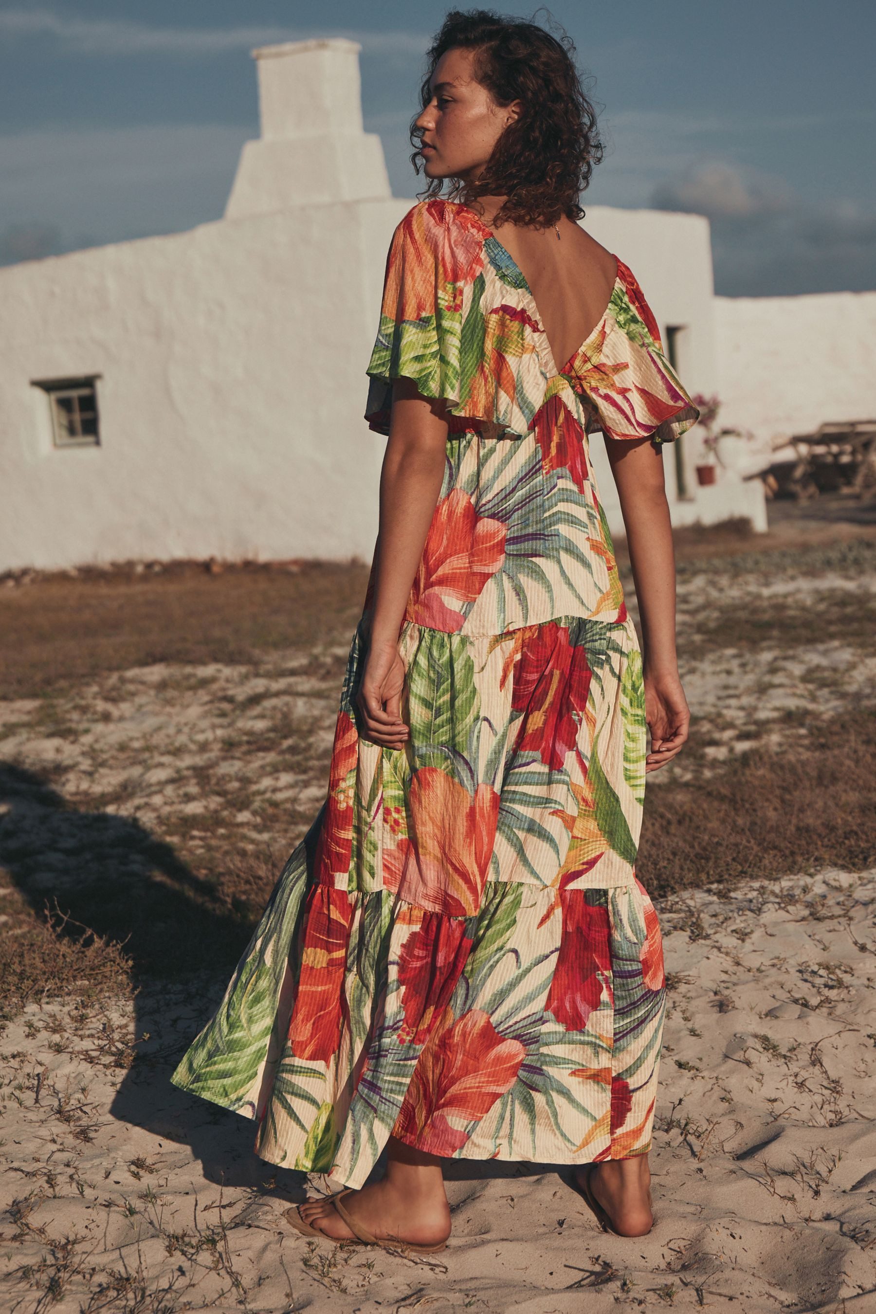Next Strandkleid Maxikleid mit Puffärmeln (1-tlg)