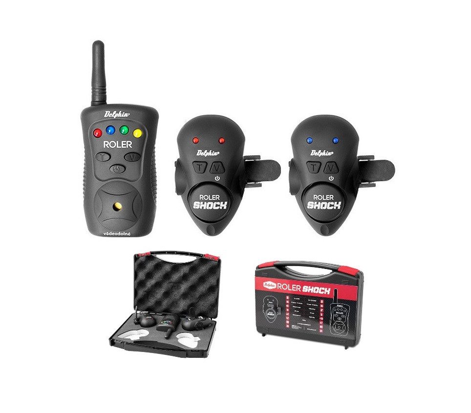 Delphin.sk elektronischer Bissanzeiger Wels Funk Bissanzeiger Set ROLER SHOCK 2+1 Waller Cat Black, (Spar-Set), hochwertige Stosssensoren an Bissanzeigern