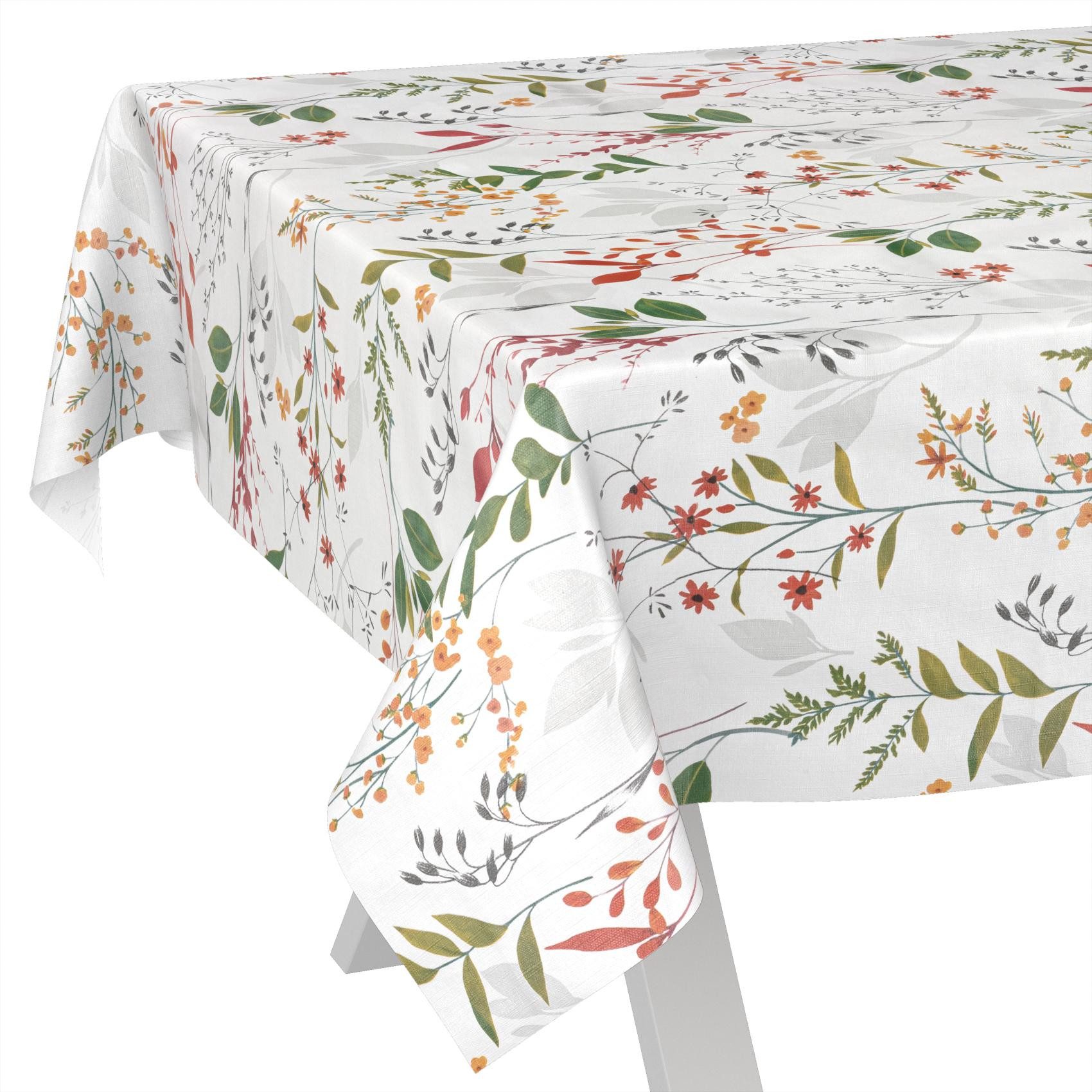 ANRO Tischdecke Natur abwaschbar Wachstuch pflegeleicht wasserabweisend (Einzelstück 1-tlg), Schmutzabweisend Floreal Bunt Breite 140cm Gartentischdecke