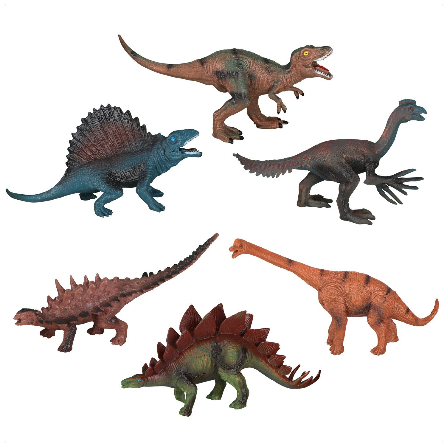 com-four Tierfigur Dinosaurier - prähistorische Spielfiguren aus Kunststoff (6 St), Saurier-Spielzeug für Kinder - robuste Urgiganten zum Spielen