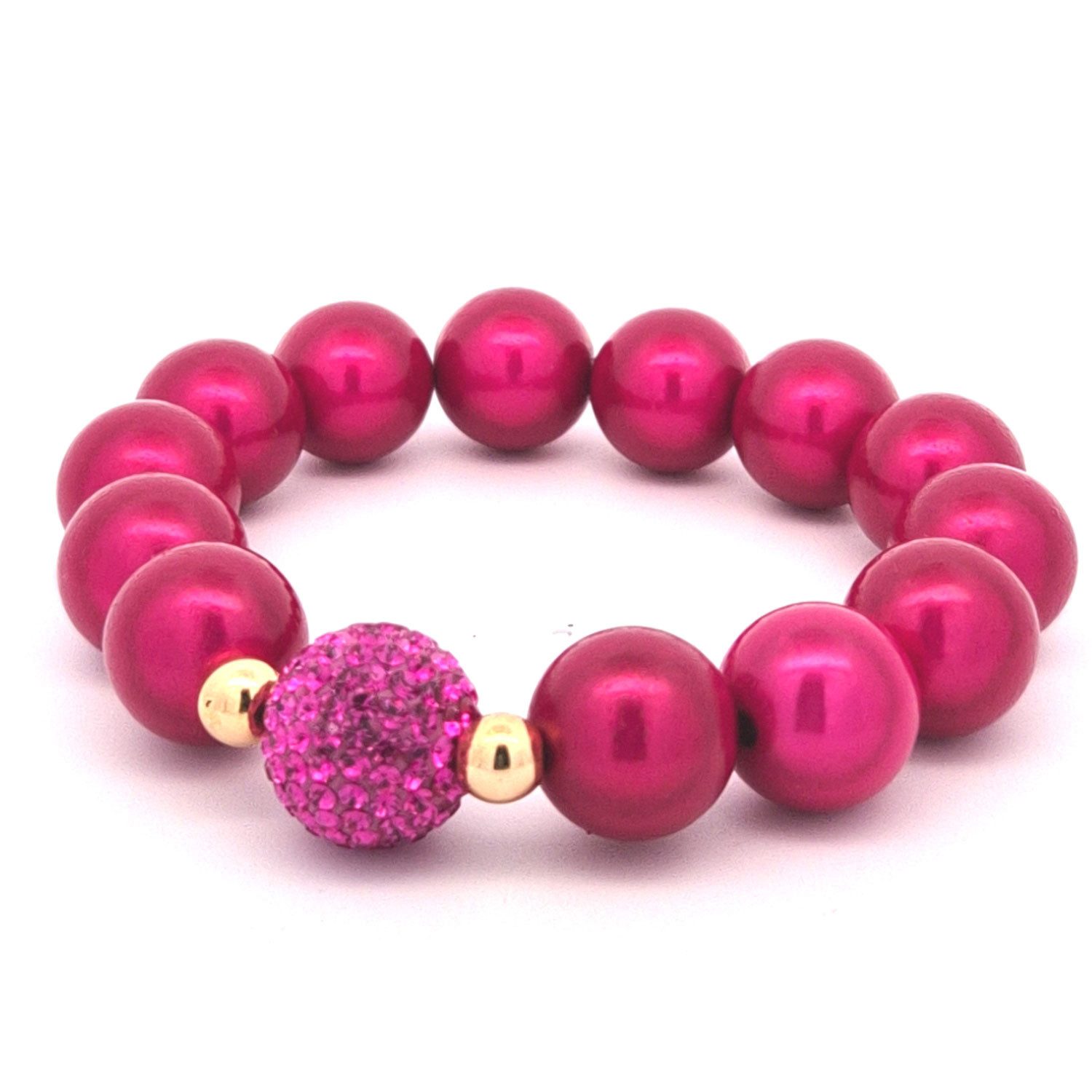 Impala Perlenarmband Glanzvolles 14-mm Perlenarmband mit funkelnder Shamballa-Perle