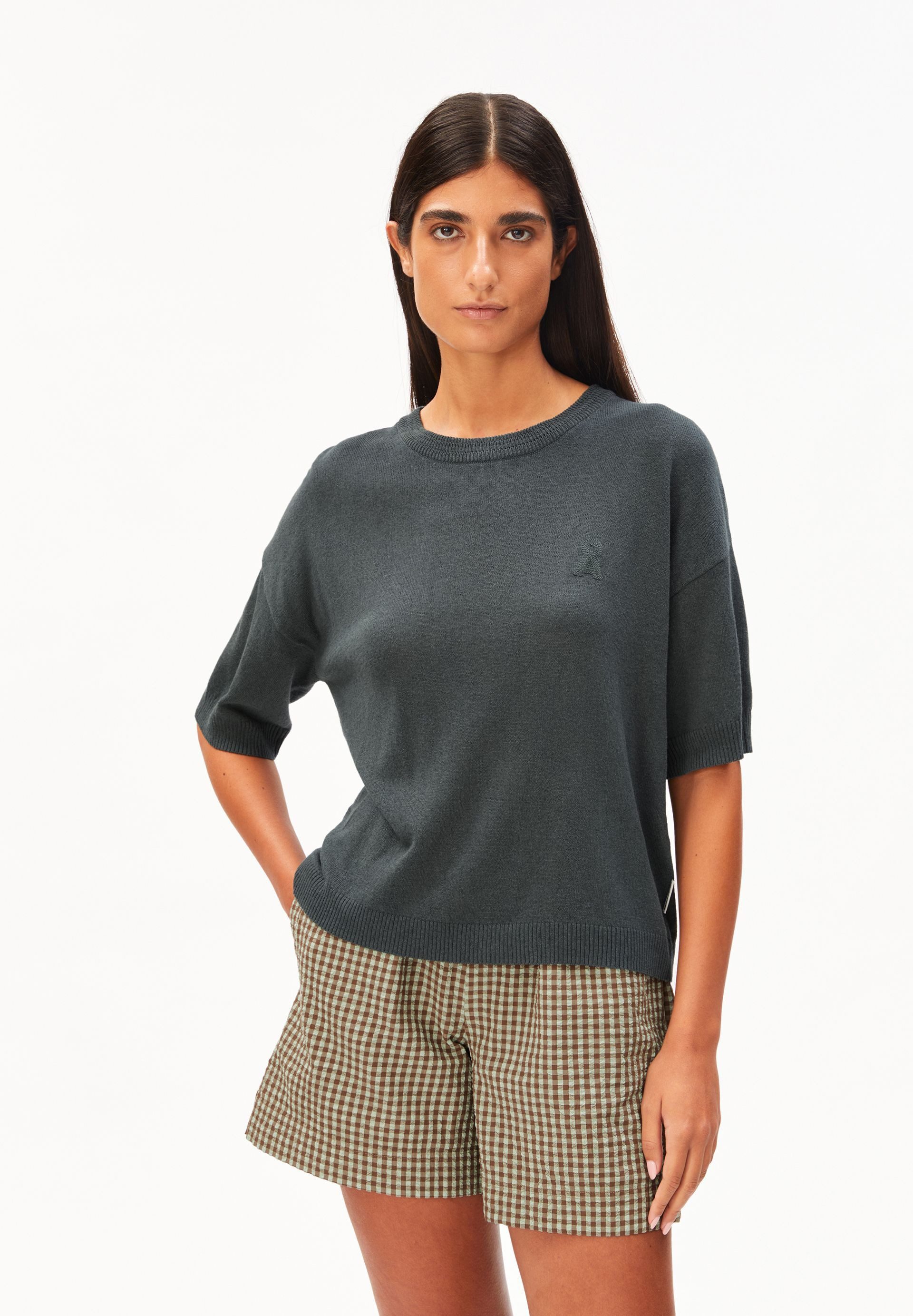 T-Shirt LINO BLEND Strickshirt aus Leinen-Mix