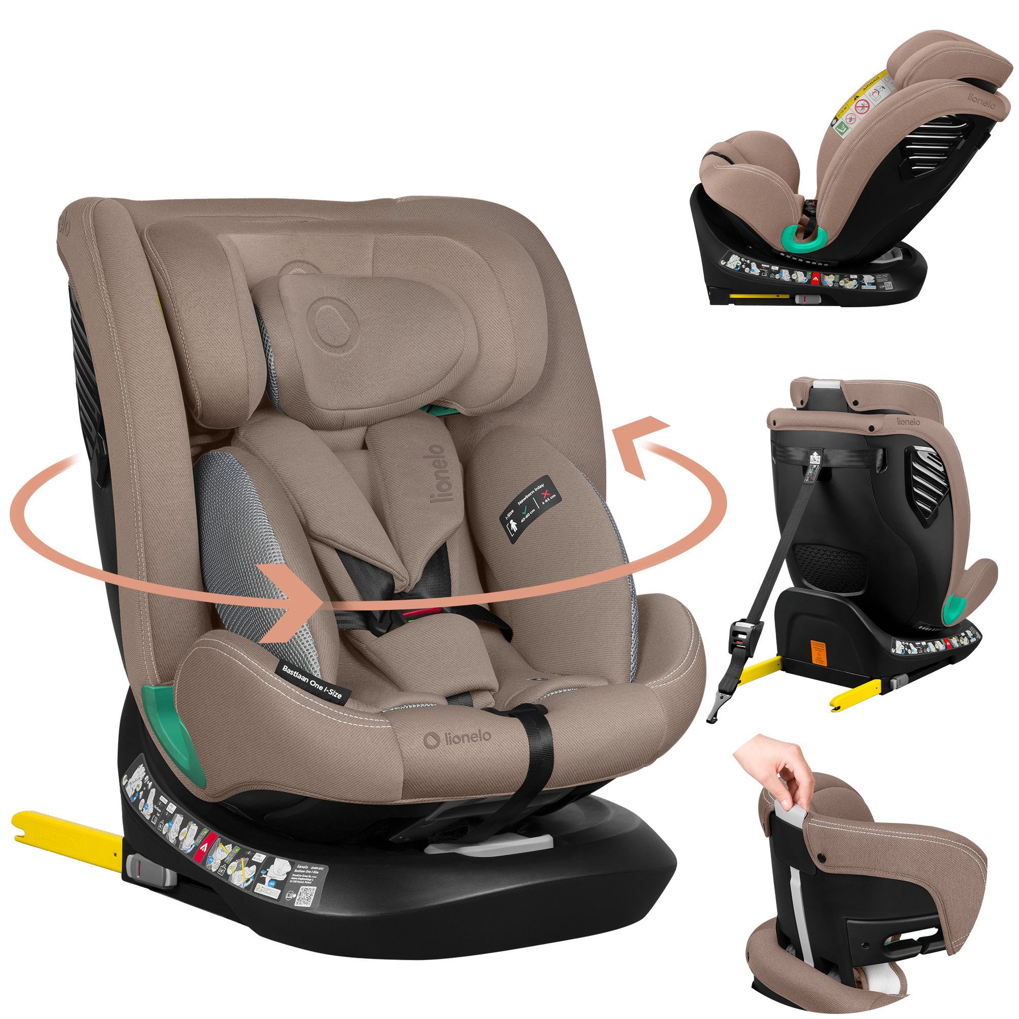 lionelo Autokindersitz BASTIAAN ONE i-SIZE, ab: ab Geburt, bis: 12 Jahren, ab: 40,00 cm, bis: 150,00 cm, (Set), 4 in 1/i-Size/Dri-Seat/360 Grad/0-36kg