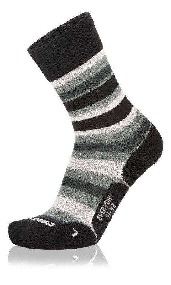 Lowa Socken Tagessocke Crew Everyday (Merino/Baumwolle) grau/schwarz gestreift
