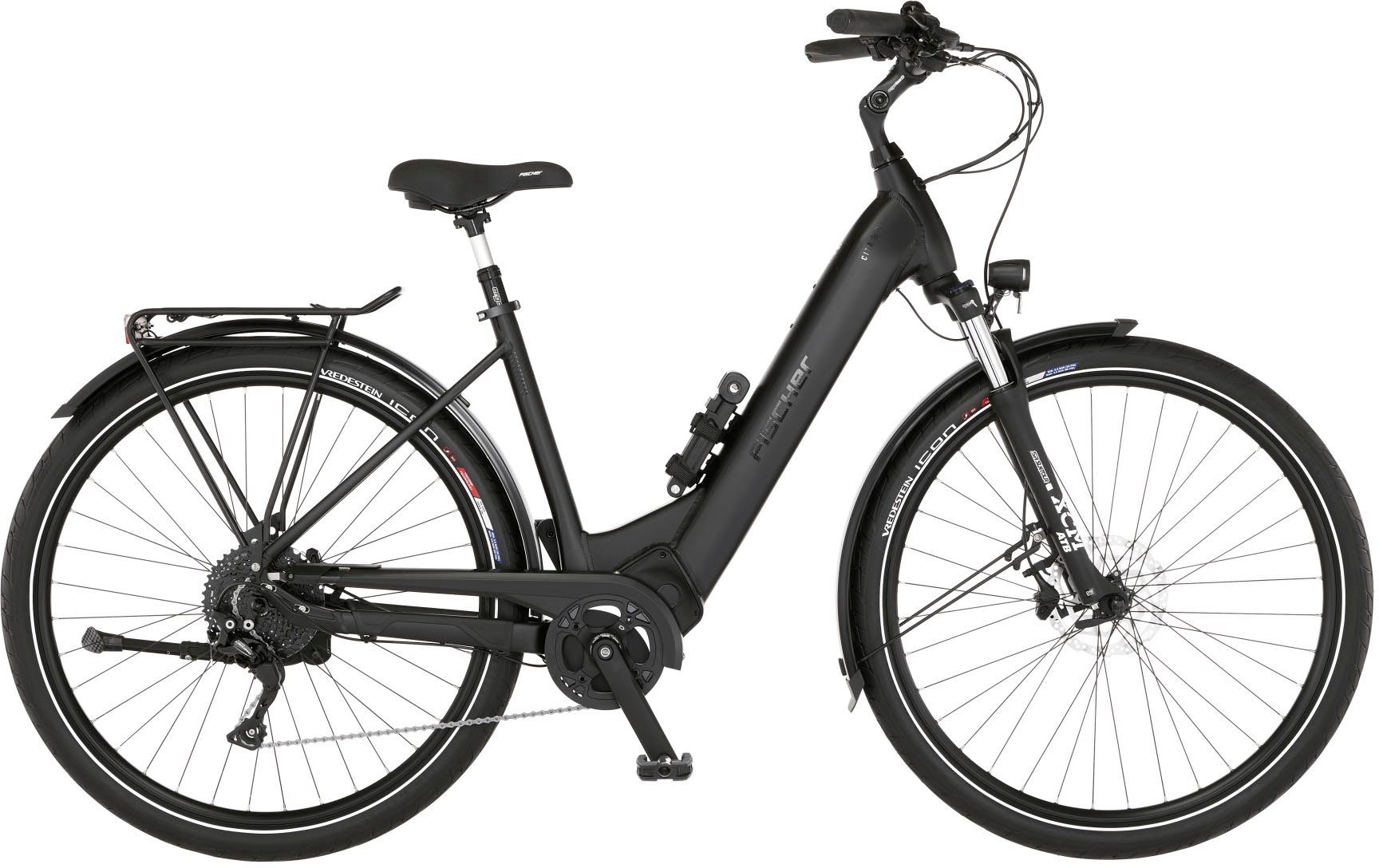 FISCHER Fahrrad E-Bike Cityrad CITA 8.0I 711, 10 Gang Shimano Nexus Schaltwerk, Kettenschaltung, Mittelmotor, 711 Wh, (Schloss), Pedelec, Elektrofahrrad für Damen u. Herren