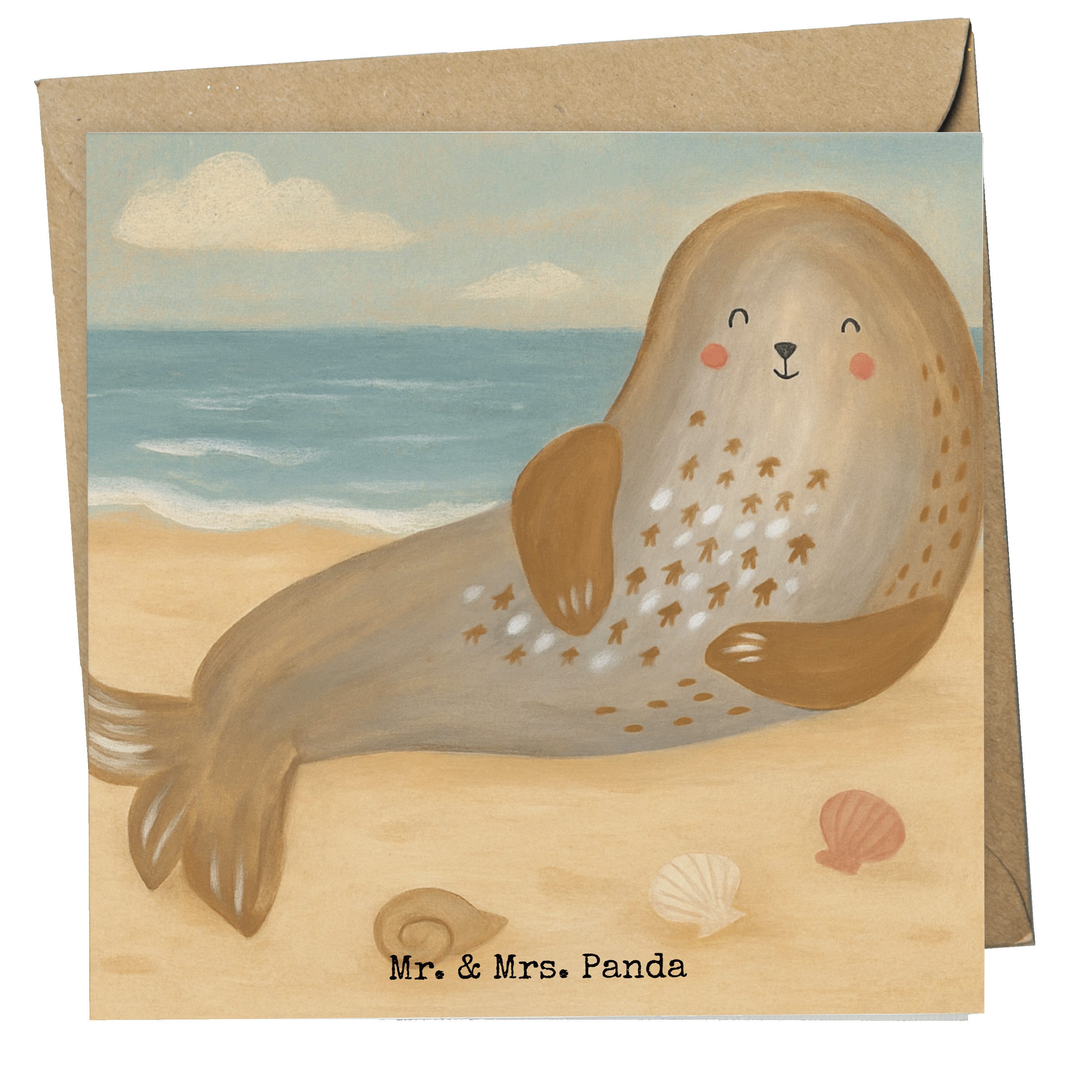 Mr. & Mrs. Panda Grußkarte Robbe Lachen Design, Deluxe Karte, Weiß, Ostsee, faltkarte, Nordsee
