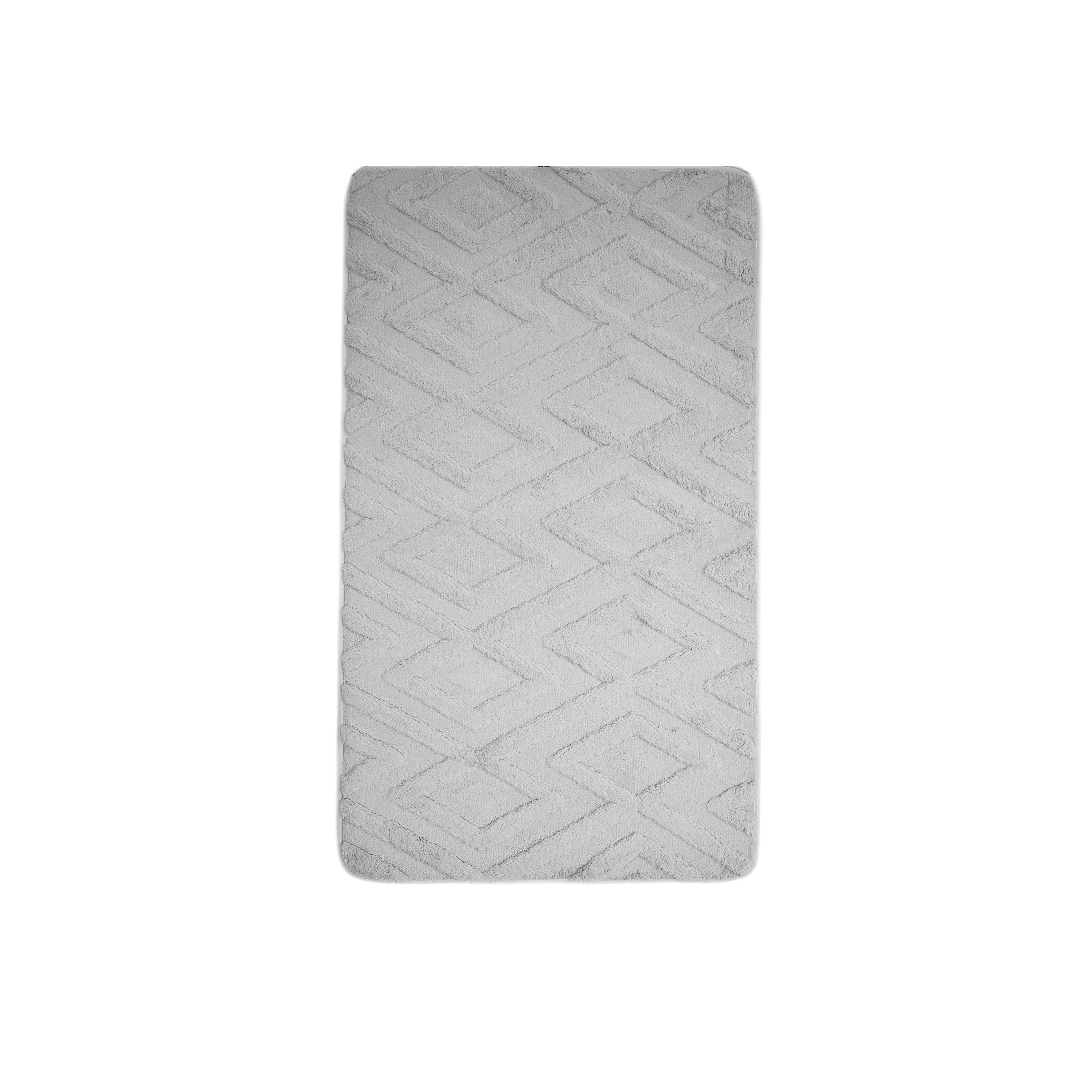 Almina Badematte Elegance WC-Set mit Diamant-Jaquard-Struktur - 2-tlg Badematten-Set, rutschhemmend beschichtet, 100% Polyester, Rechteckig, Badteppich: 100 x 60 cm, WC-Vorleger: 60 x 50 cm