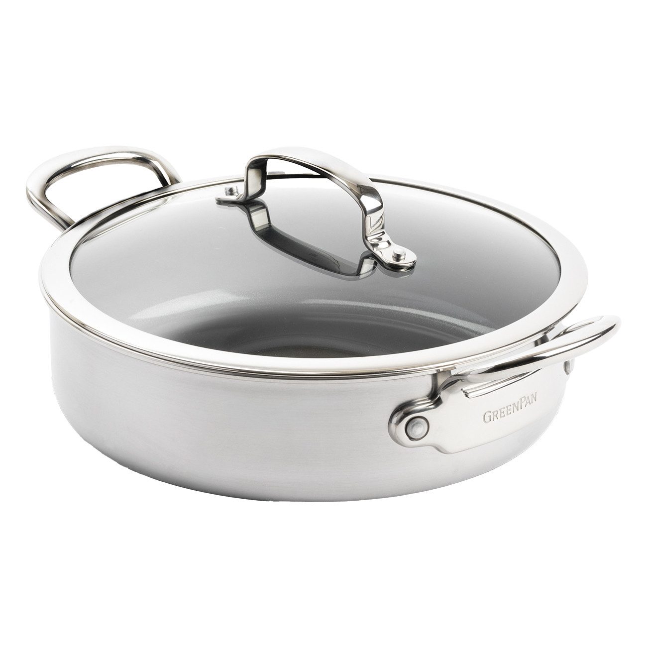 GREENPAN Schmorpfanne Premiere Schmorpfanne 26cm Edelstahl Spülmaschinengeeignet Antihaft, Edelstahl, Kratzfest, Keramik, alle Herdarten, Backofengeeignet, Ø 26 cm