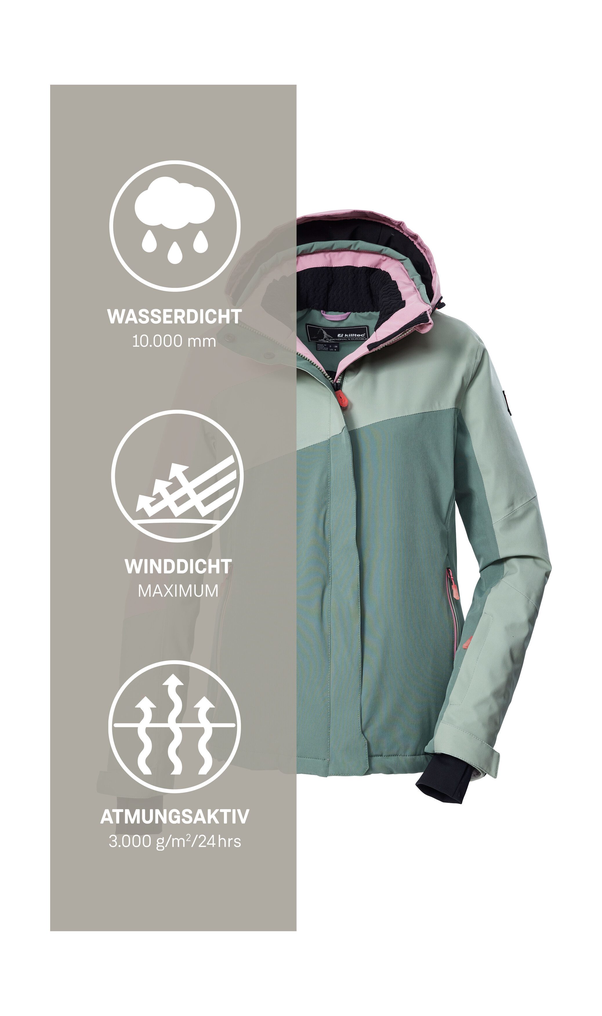 Killtec Skijacke KSW 26 WMN SKI JCKT Wind- und wasserdichte Skijacke, atmungsaktiv, viele Taschen