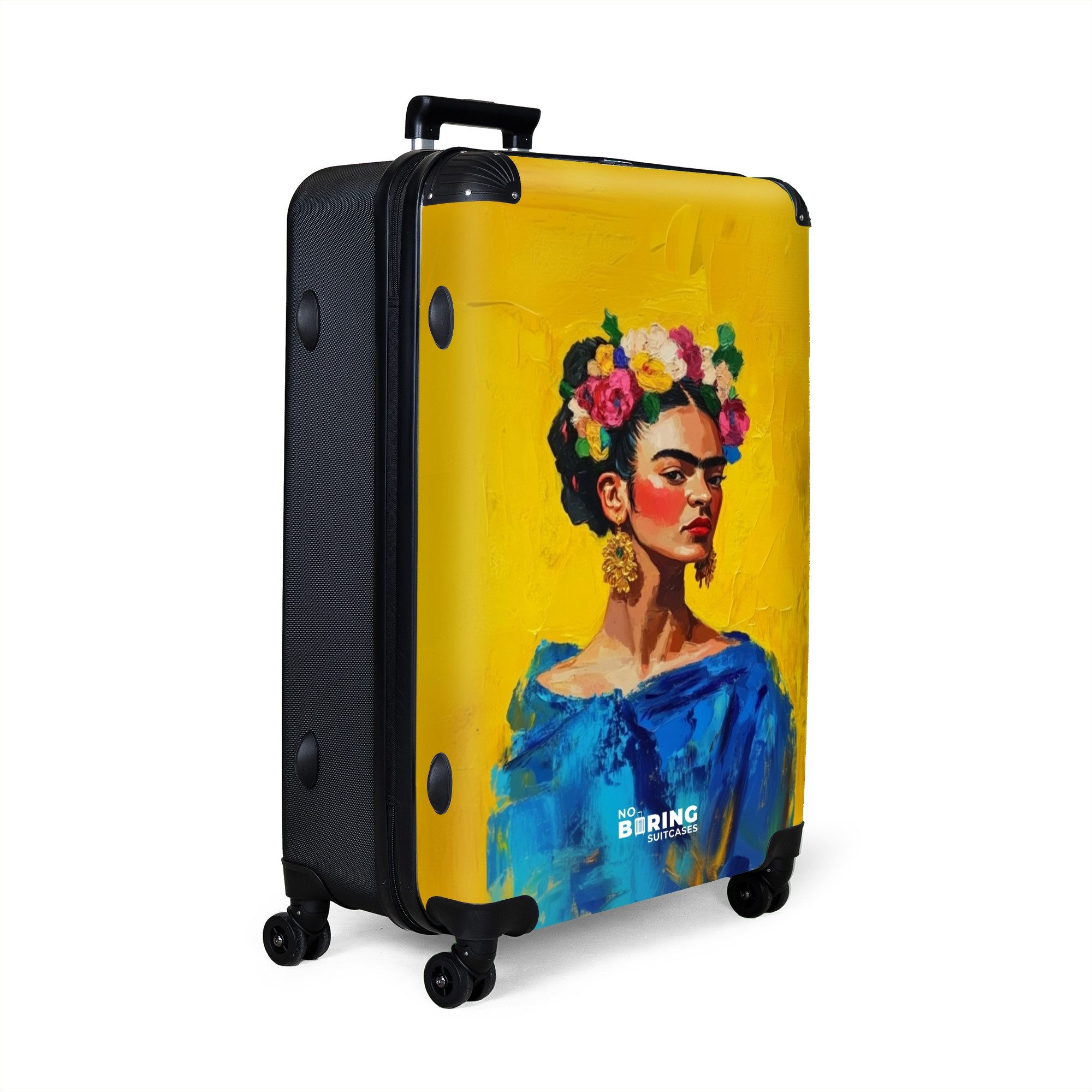 NoBoringSuitcases.com© Hartschalen-Trolley Frau mit Blumengirlande auf günstig online kaufen