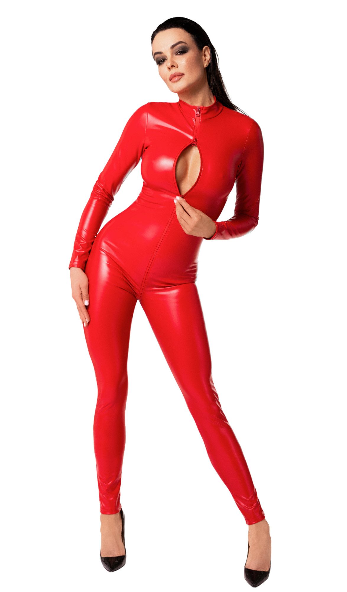 Noir Handmade Overall Roter Damen Wetlook günstig online kaufen