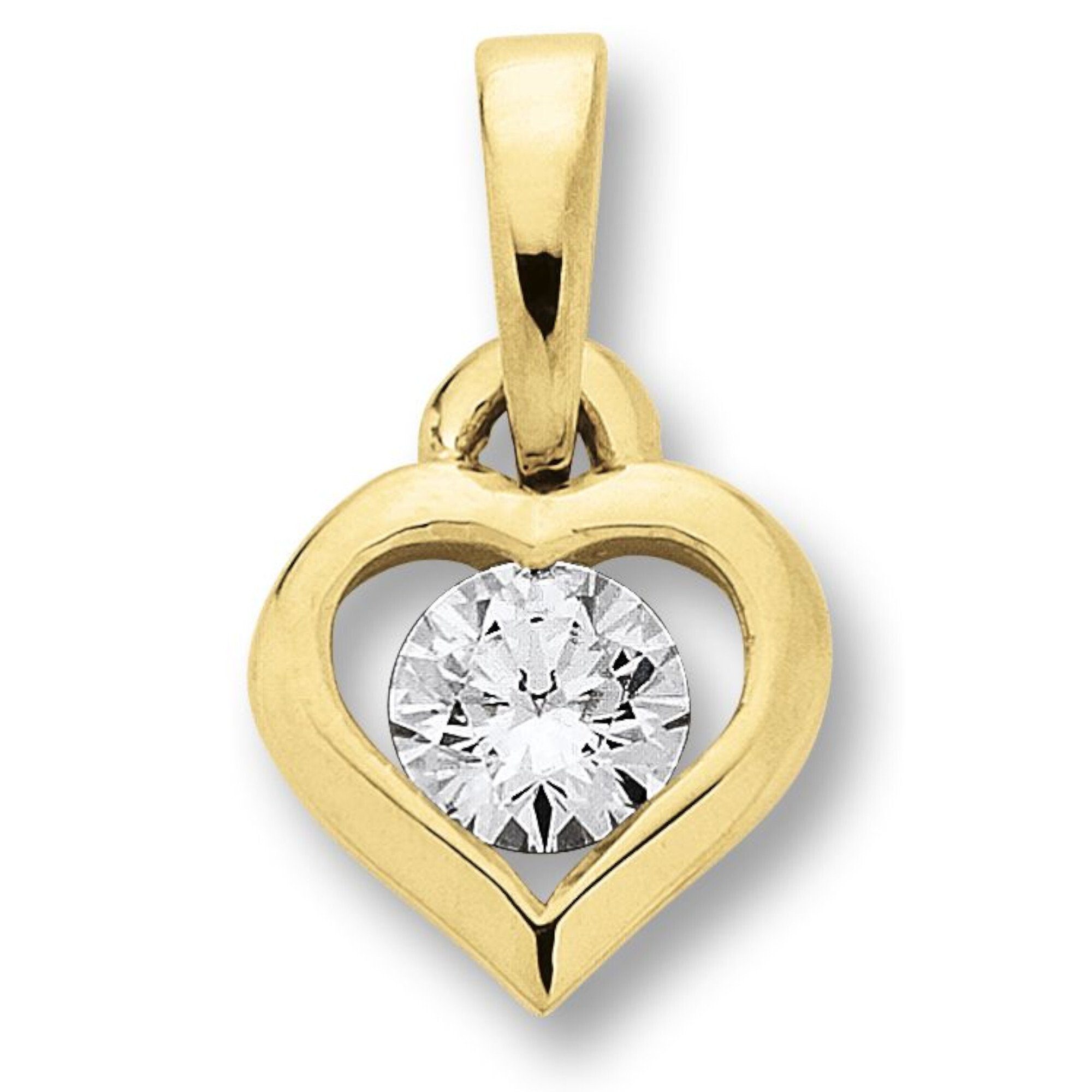 ONE ELEMENT Herzkette Halskette - Herzkette mit Zirkonia Herz und Anhänger aus 333, Zart & emotional – ein Geschenk, das von Herzen kommt