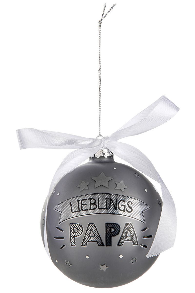 GILDE Weihnachtsbaumkugel Glas Baumkugel Groß D 10 cm mit Spruch für Mama Papa (1 St), Geschenk zur Weihnachten, Glaskugel