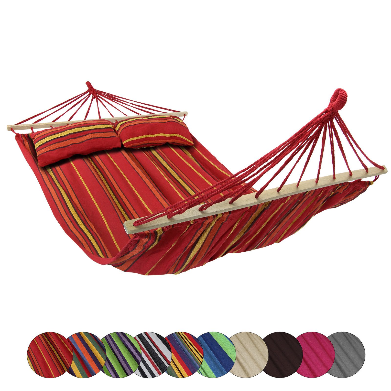 BB Sport Stabhängematte Stabhängematte 240 x 150 cm inkl. 2 Kissen für 2 Personen