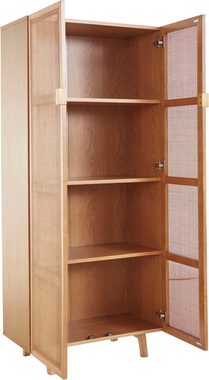 LeGer Home by Lena Gercke Highboard Lina, Mit Rattan Einsatz, 4 Innenfächer, teilmassiv