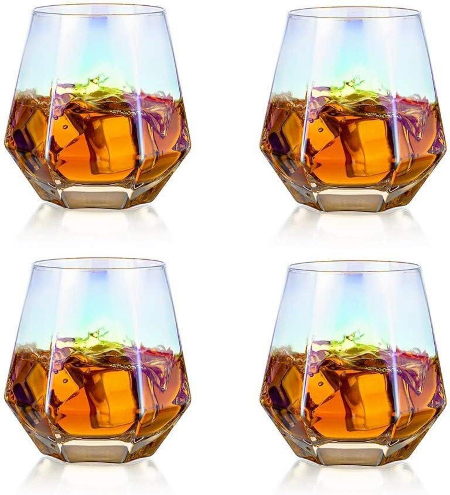 Whiskyglas Diamond Whisky Glasses 4er-Set Gekipptes Scotchglas 300 Ml Moderner