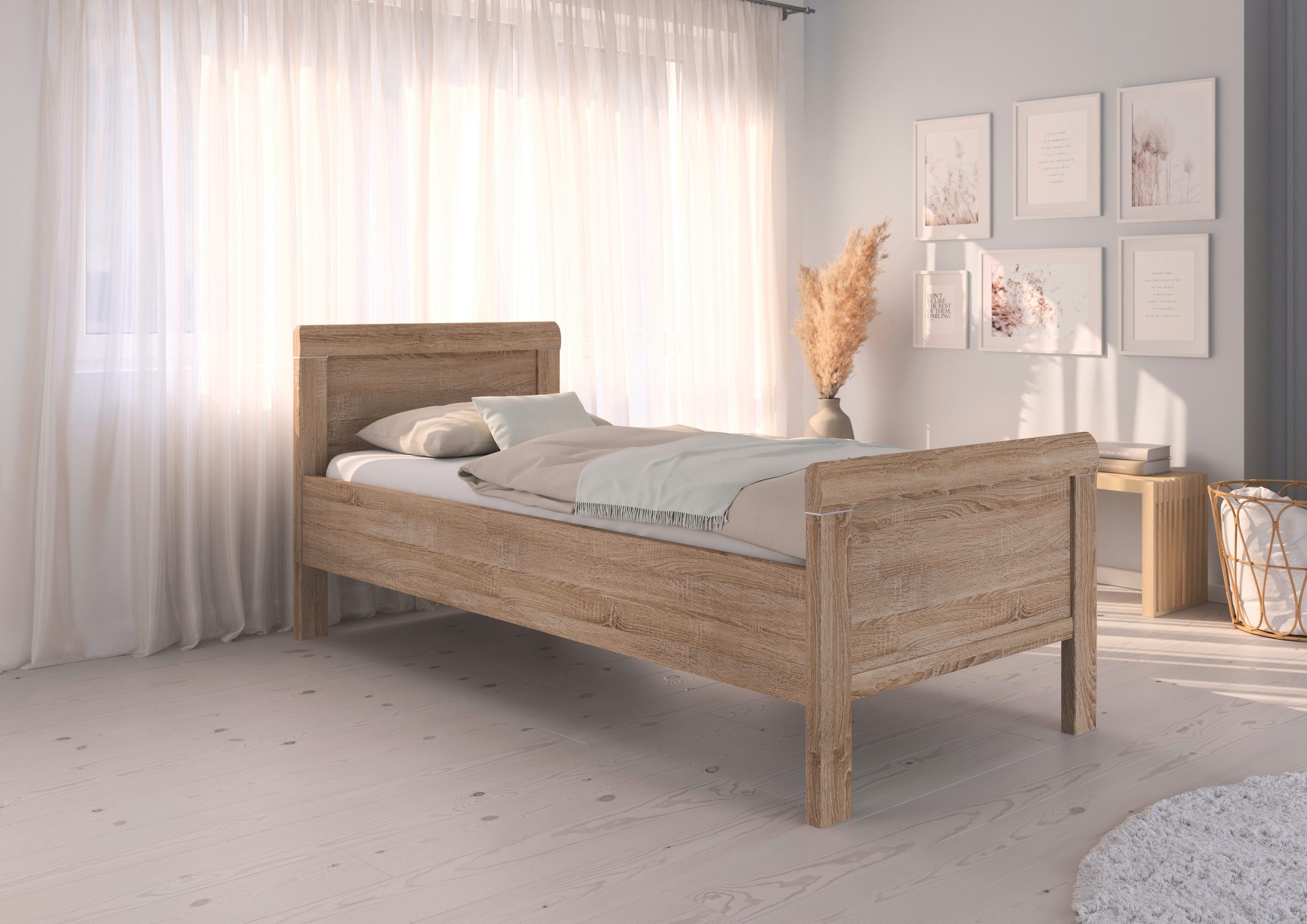 rauch Bett Bett Einzelbett Stollenbett EVELYN, in Komforthöhe aus Holzwerkstoff in elegantem Stil MADE IN GERMANY