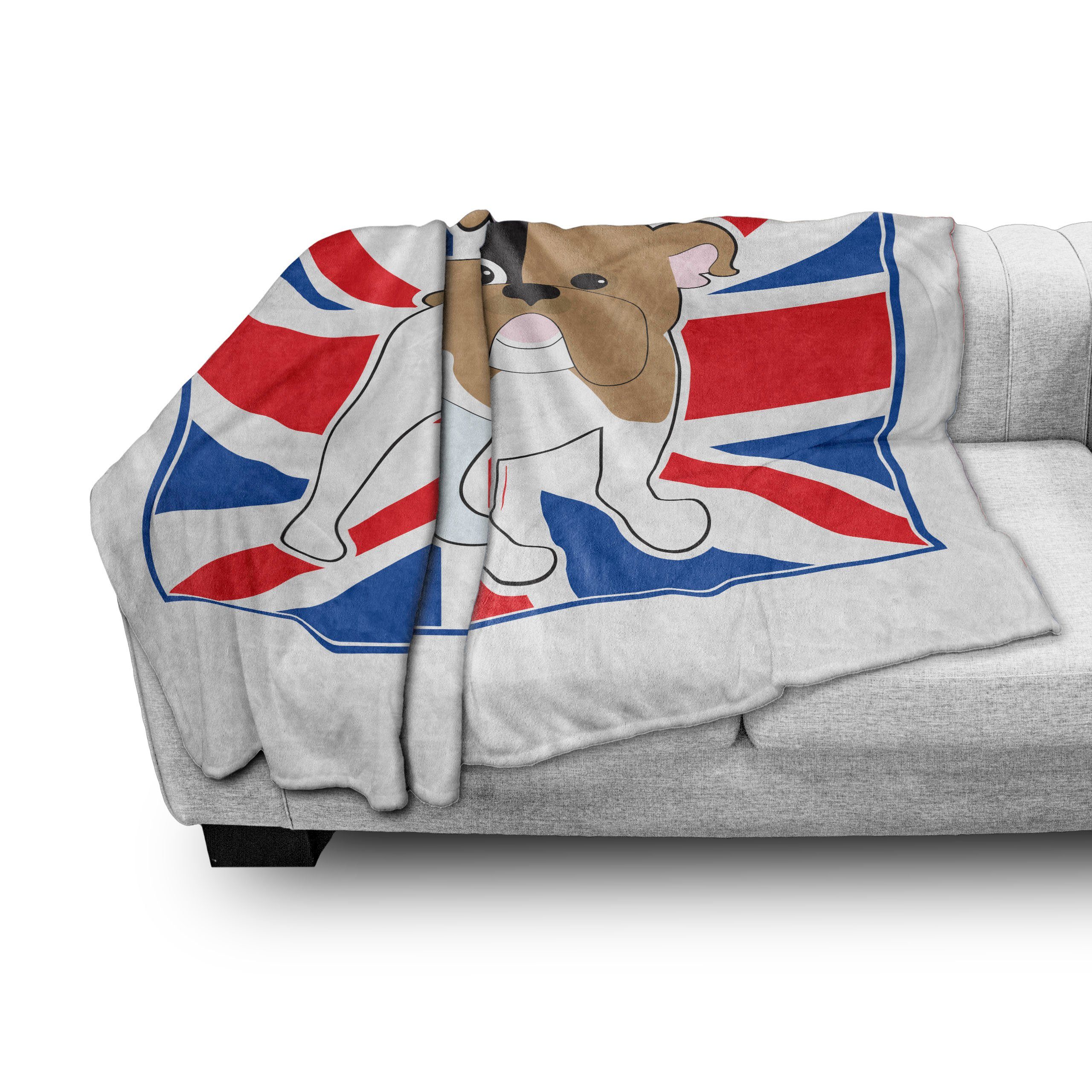 Abakuhaus, Wohndecke Flagge Bulldogge Gemütlicher den und Außenbereich, Illustration für Innen- Britische Plüsch