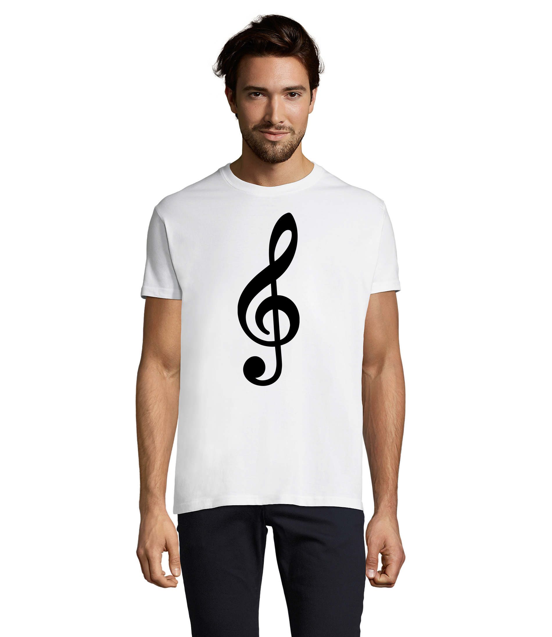T-Shirt Herren T Shirt Notenschlüssel Musik Print Baumwolle Freizeit