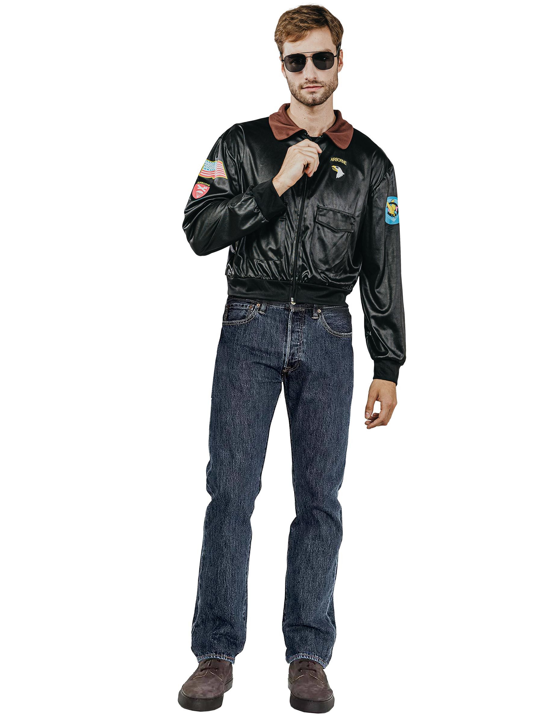 JADEO Kostüm Pilotenjacke für Erwachsene schwarz günstig online kaufen