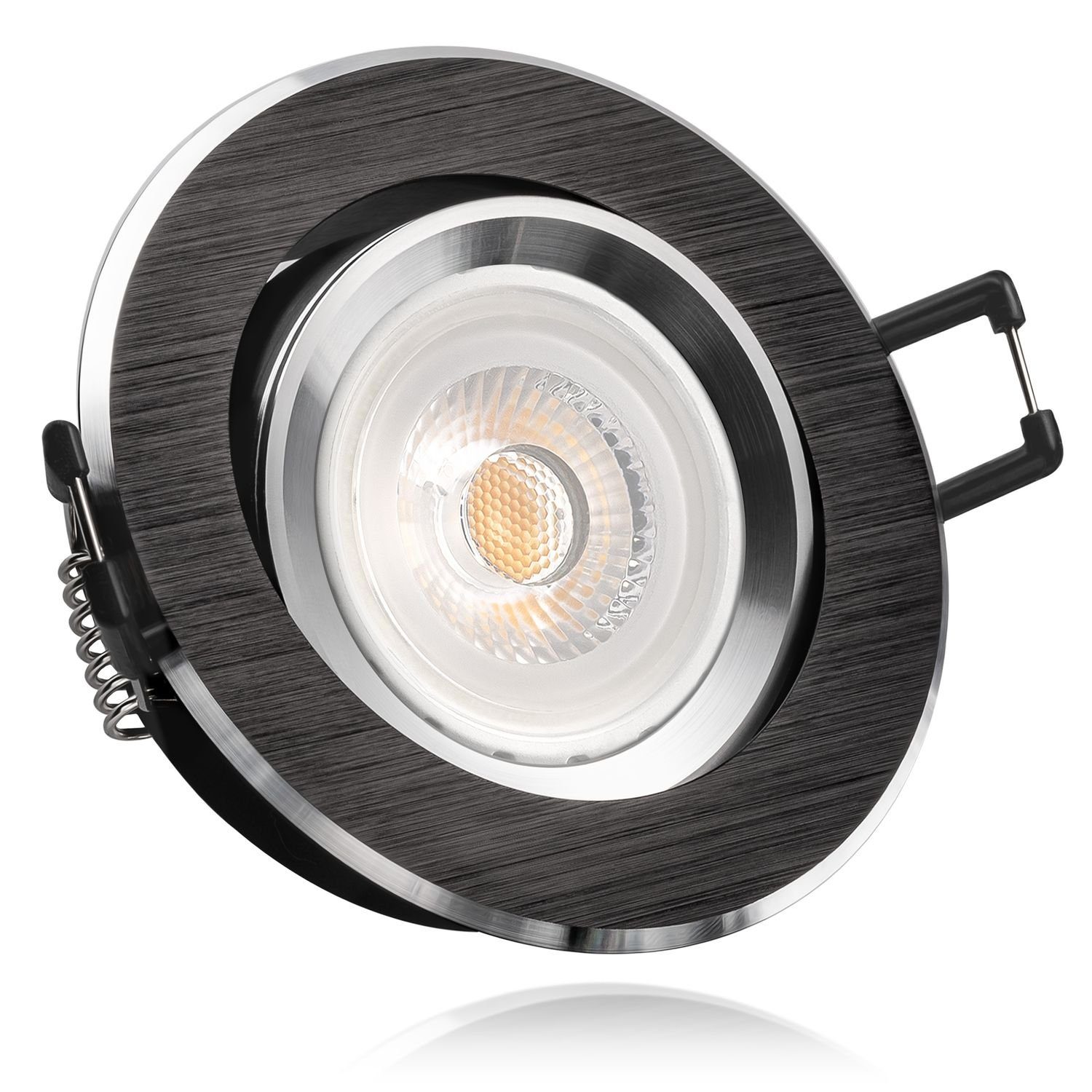 LEDANDO LED Einbaustrahler LED Einbaustrahler Set Bicolor (chrom / schwarz) mit LED GU10 Markenst | Strahler