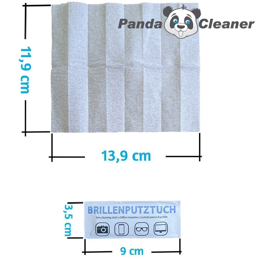 (12cm x (TU Fusselfrei) Feuchte Brillenputztücher PandaCleaner antibakteriell Krepp, - 14cm), Reinigungstücher Brillenputztücher Set, x Brillenputztuch 50