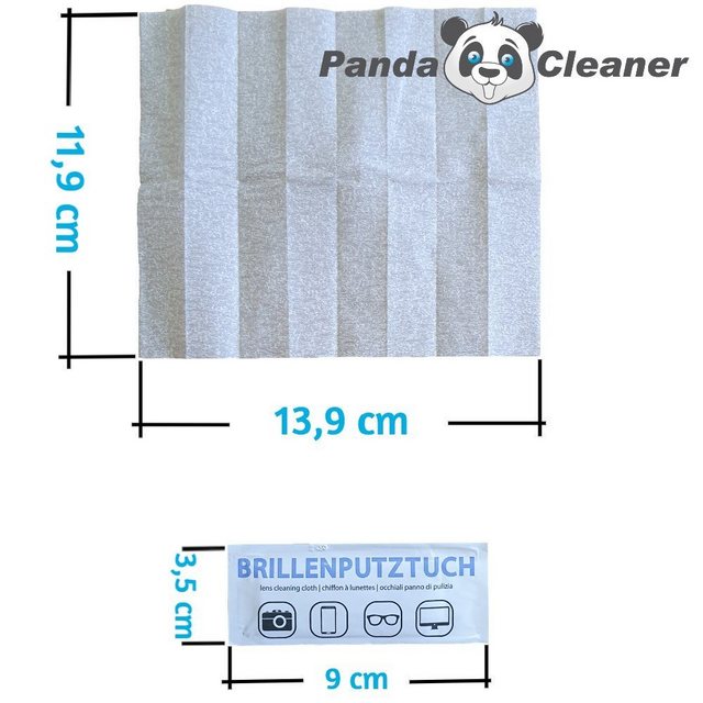 PandaCleaner Feuchte Brillenputztücher Reinigungstücher (Set, 50 x PandaCleaner Brillenputztücher (12cm x 14cm), Schnelle & einfache Reinigung, Antibakteriell, mit Alkohol)