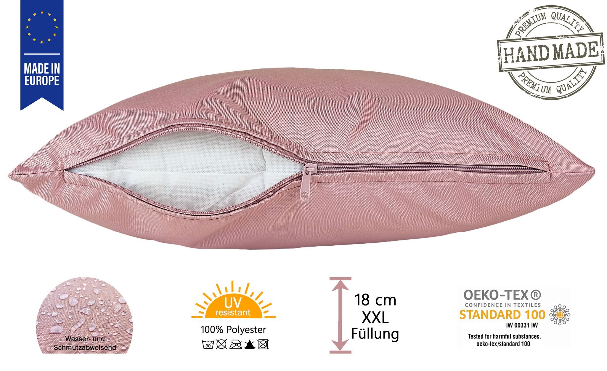 JACK Dekokissen 40x60cm Outdoor Lounge Kissen inkl. XXL Füllung, starke Füllung, Robust, Strapazierfähig, Wasserabweisend, Innen&Außen