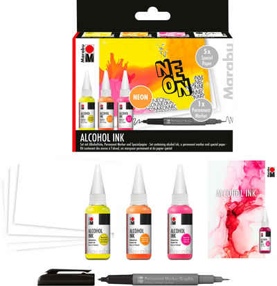 Marabu Bastelfarbe Alcohol Ink-Set, mischbar, 8 Teile