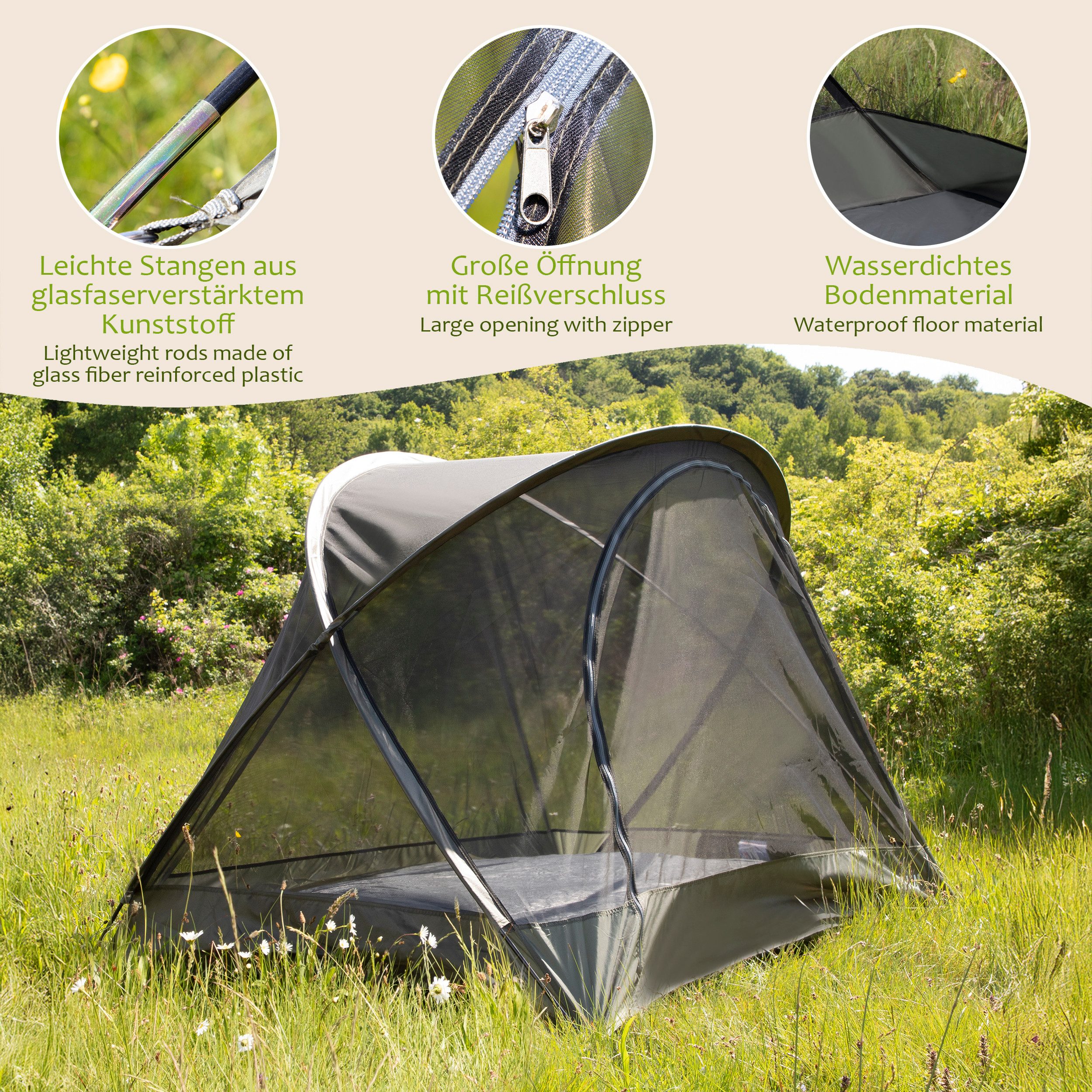 ONVAYA Moskitonetz ǀ Insektenschutzzelt ǀ für 2 Personen ǀ einfacher Aufbau ǀ Camping