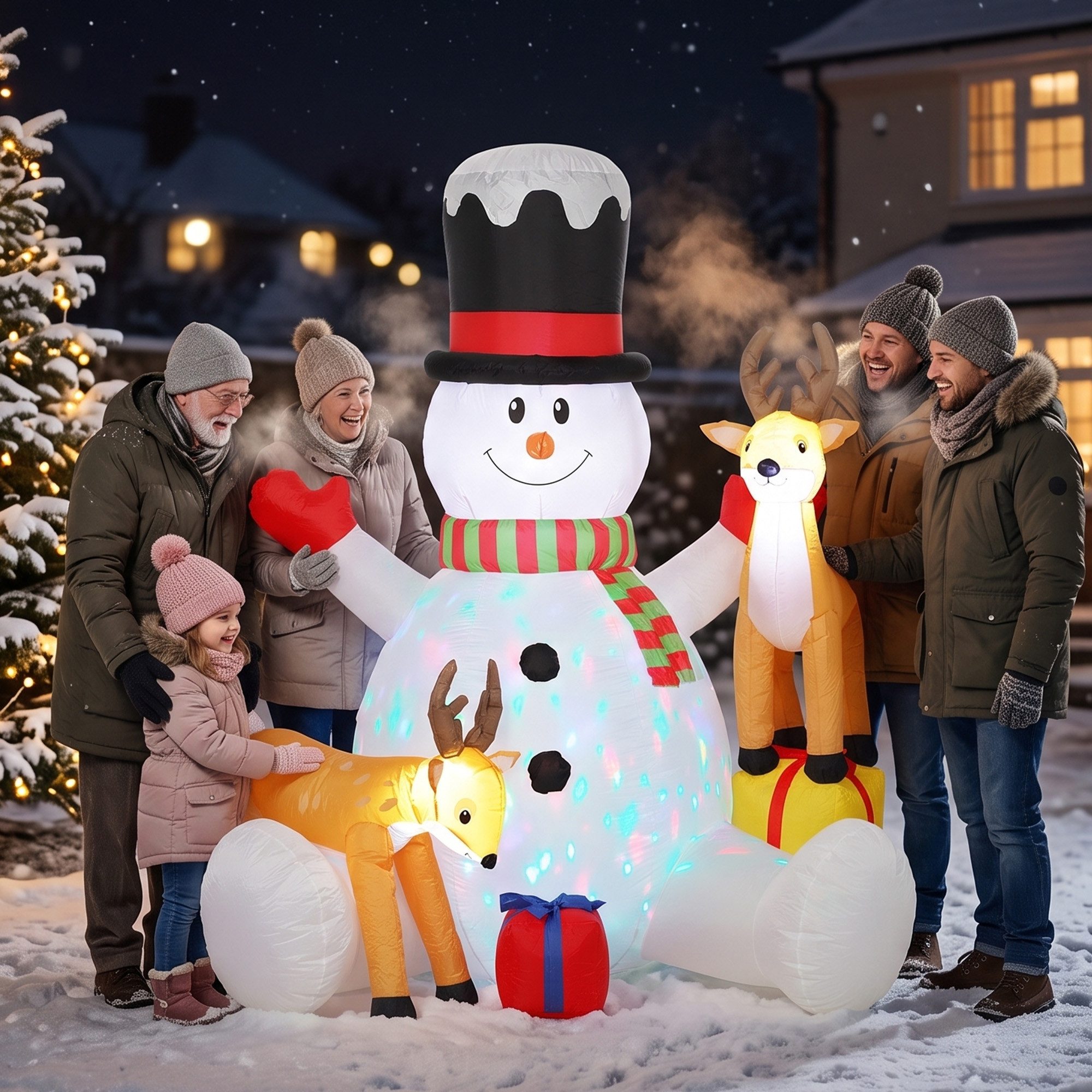 Outsunny Weihnachtsfigur Aufblasbarer Weihnachts-Schneemann (Weihnachtsdeko, 1 St., 1-tlg), IP44, LED, Gebläse, inkl. Seile & Erdspieße