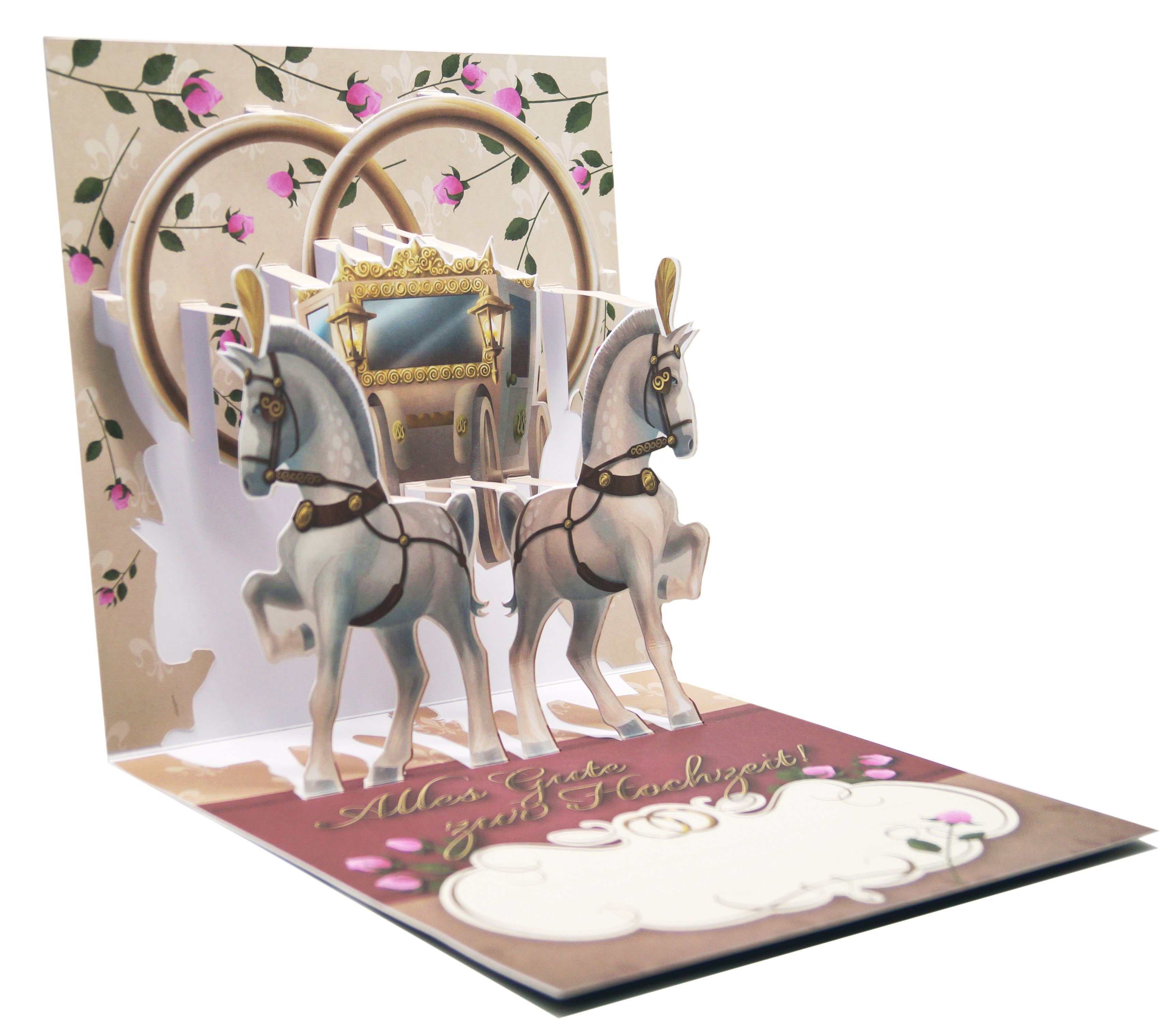 Hochzeit- Für Grußkarten Popup - 3D Erwachsene Karte - & Geldgeschenke Kinder zum Hochzeit Karte - (Hochzeit für Karte Außergewöhnliche ideal UNIQARD & Geschenkideen, Pferde) Gutscheine Glückwunschkarte