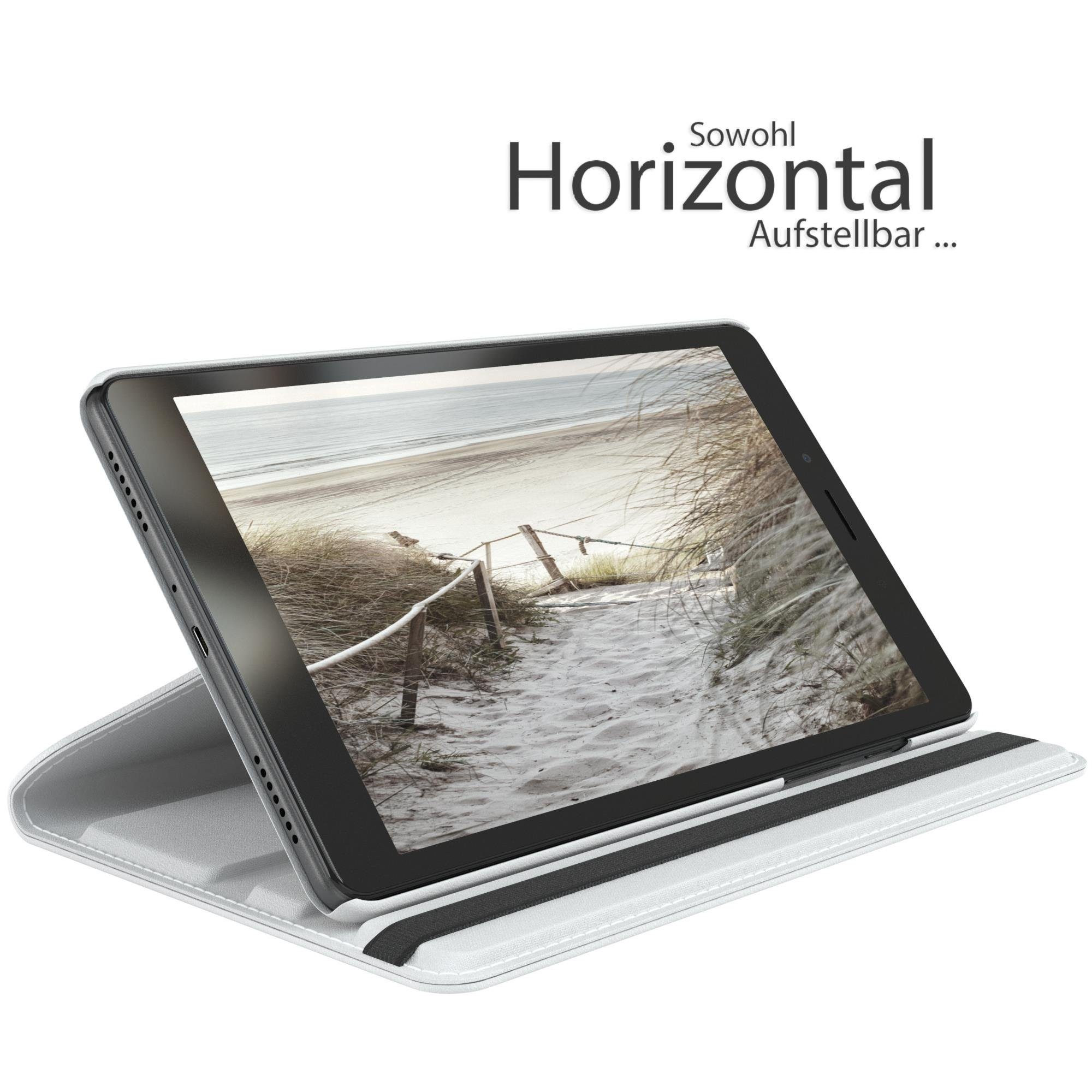 EAZY CASE Tablet-Hülle Rotation Case Samsung Galaxy Tab A 8.0 8 Zoll, Tablet Schutzhülle kratzfest stoßfest drehbar 360 Grad Weiß