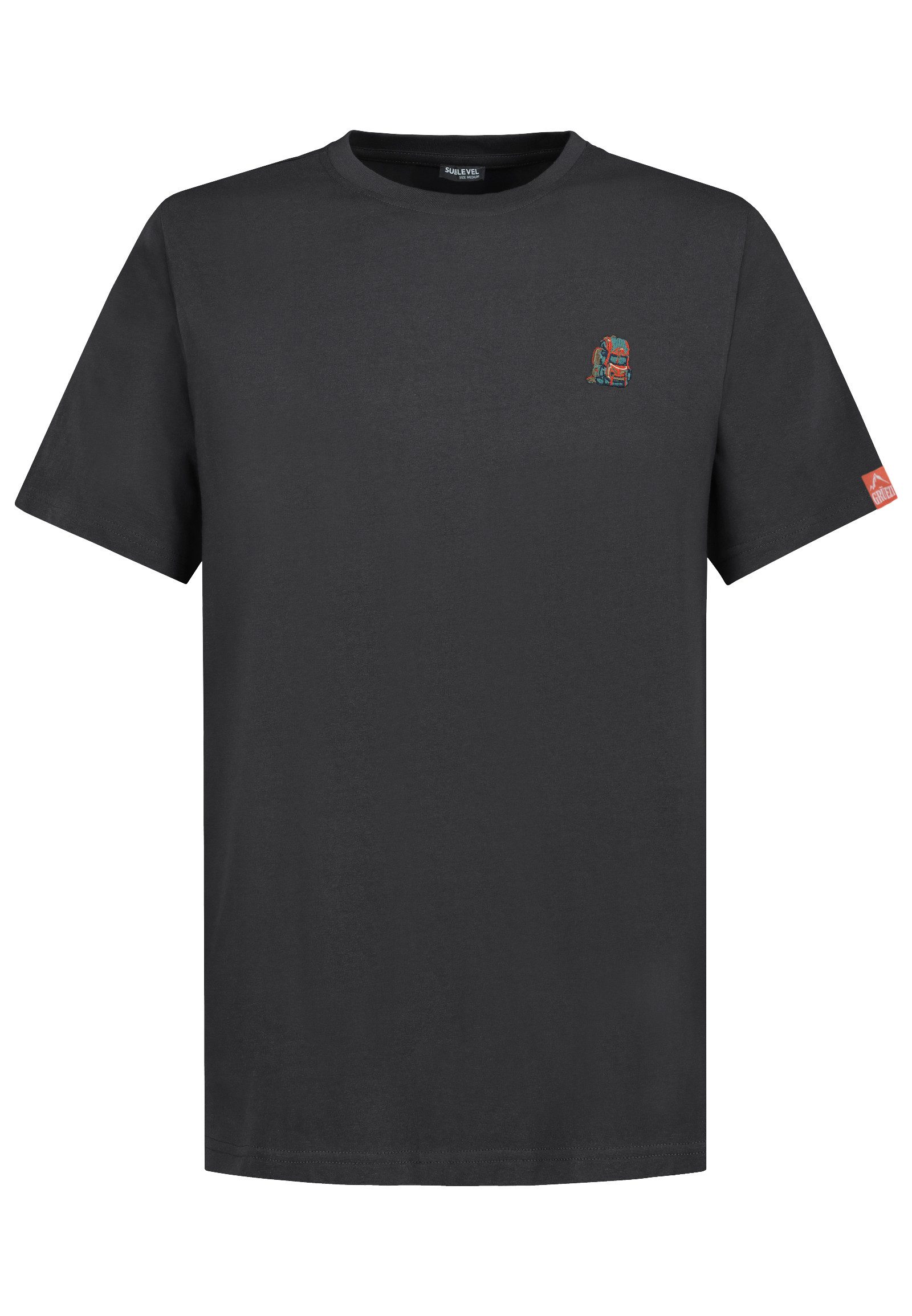 Eight2Nine T-Shirt Herren Basic Shirt Wandermotive Mini-Patch, Baumwollshirt