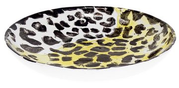 Lashuma Servierteller Leopard, Keramik, Salatschüssel flach, Nudelteller groß Ø 24 cm