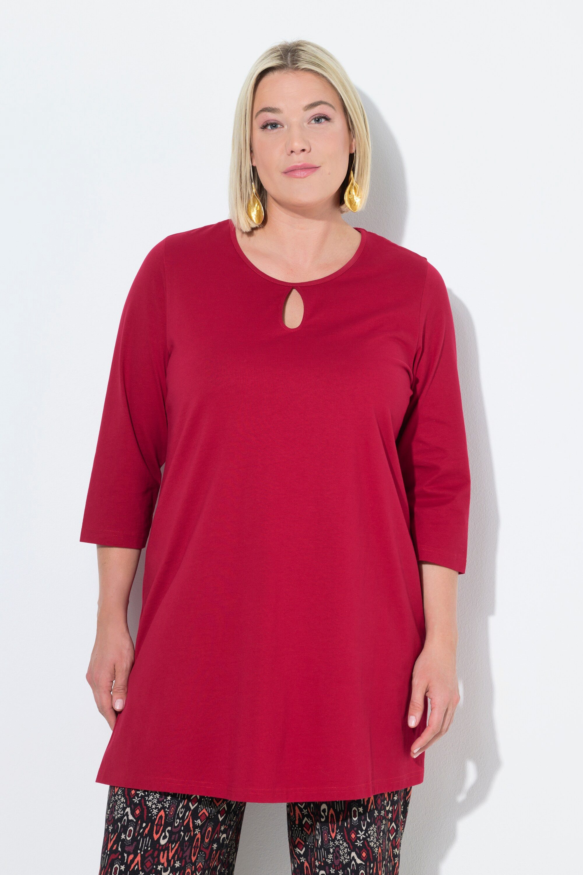 Ulla Popken Longshirt Longshirt A-Linie Rundhalsausschnitt 3/4-Arm günstig online kaufen