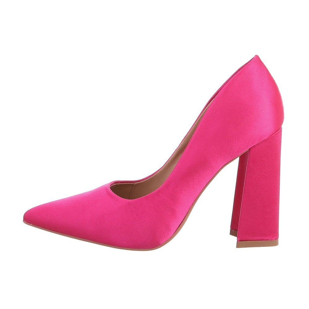 Ital-Design Damen Abendschuhe Elegant High-Heel-Pumps Blockabsatz High Heel  Pumps in Pink