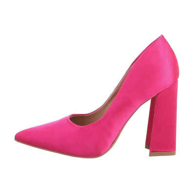 Ital-Design Damen Abendschuhe Elegant High-Heel-Pumps Blockabsatz High Heel Pumps in Pink