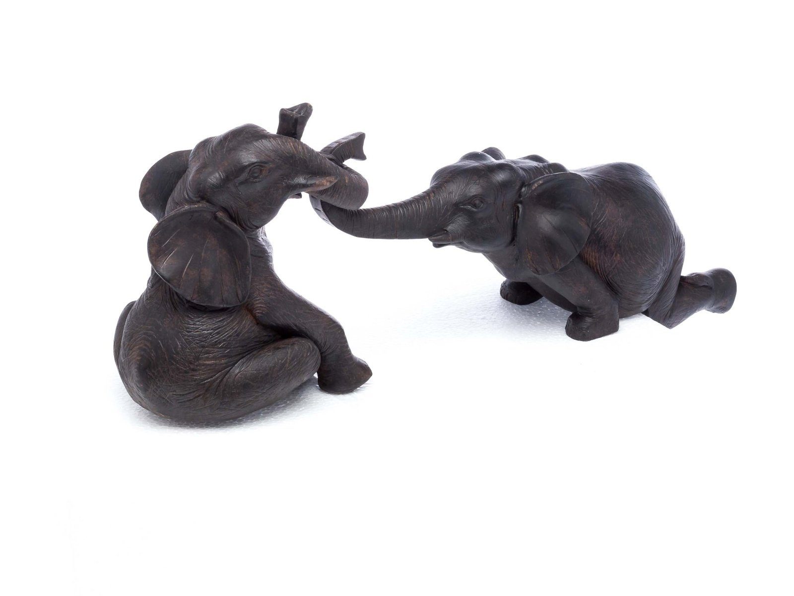 Aubaho Dekofigur Elefantenpaar sculpture Skulptur aus Elefant Figur elephant Kunstharz