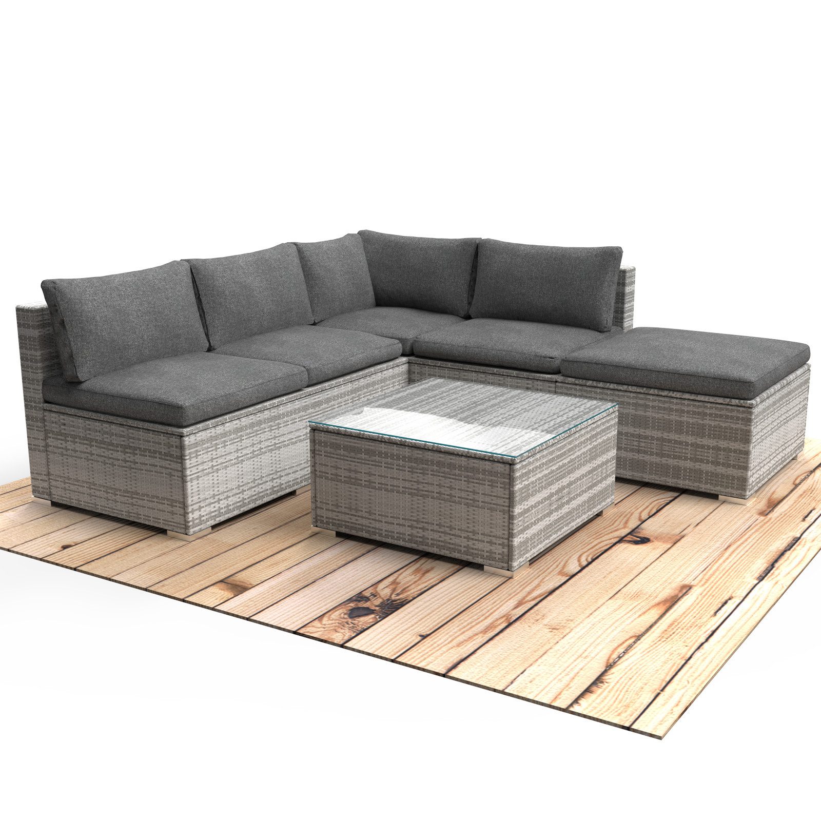 BRAST Gartenlounge-Set Oase für 4 Personen inkl. extra Dicke Kissen, TÜV geprüft Outdoor Loungemöbel Sitzgruppe Essgruppe Garnitur