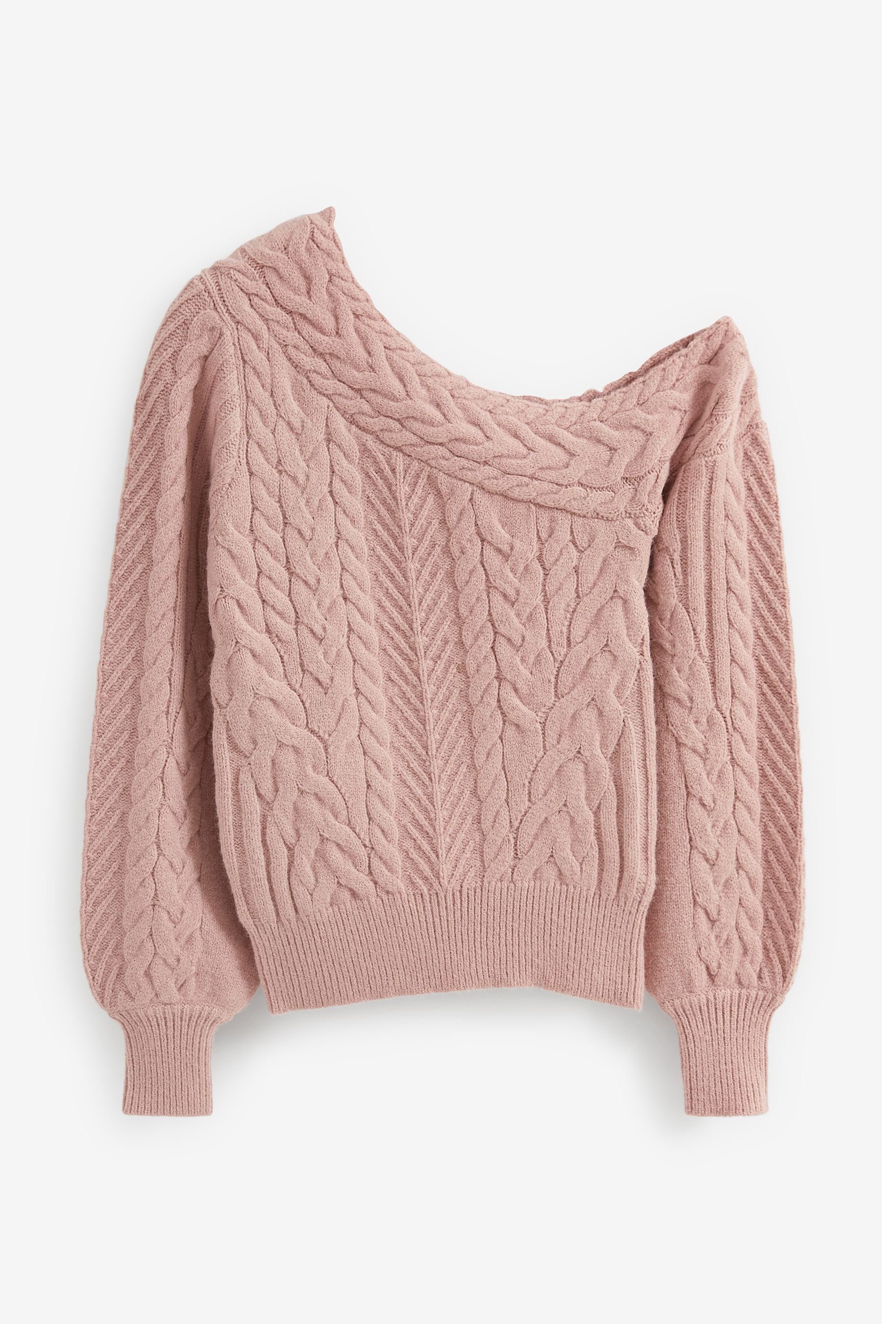 Next Carmenpullover One-Shoulder-Pullover mit Zopfmuster (1-tlg) Blush Pink