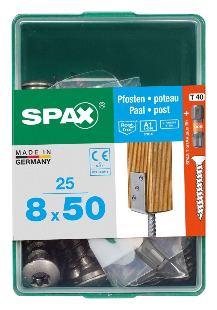 SPAX Holzbauschraube Spax Pfostenschrauben 8.0 x 50 mm TX 40 - 25 Stk.