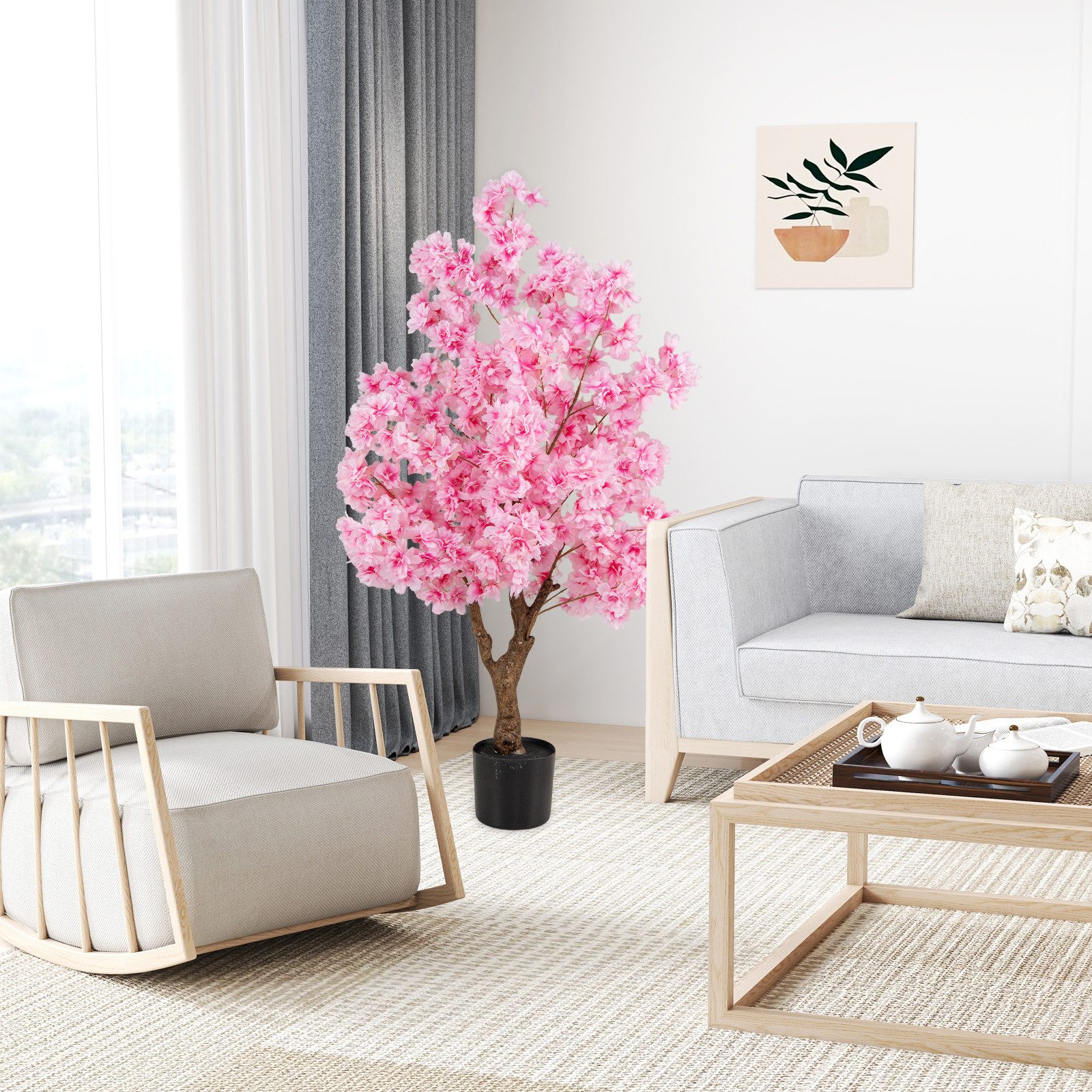 Kunstpflanze Kirschblüten, COSTWAY, Höhe 120 cm, günstig online kaufen