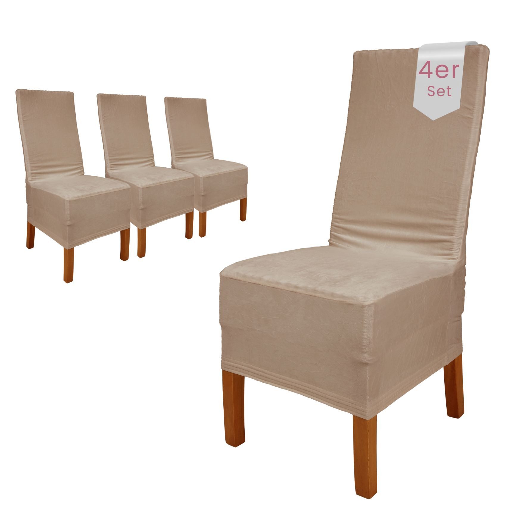 sh SCHEFFLER-HOME LIVE HOMESTYLE Stuhlhusse VelvetFit Puma – elastischer Stuhlbezug, für große Stühle, Samt-Optik, Idealmaße 46×66 cm Rückenlehne