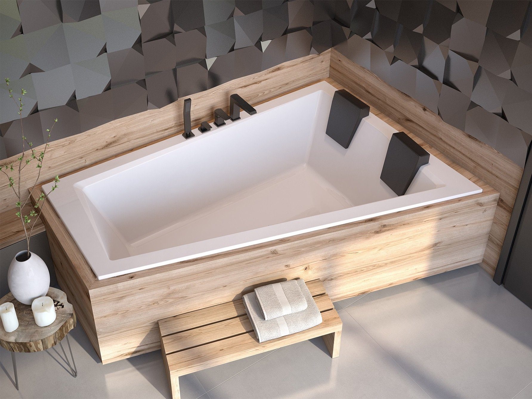KOLMAN Badewanne Eckbadewanne Intima Slim 180x125, (Links/Rechts), Ablaufgarnitur & Füße GRATIS