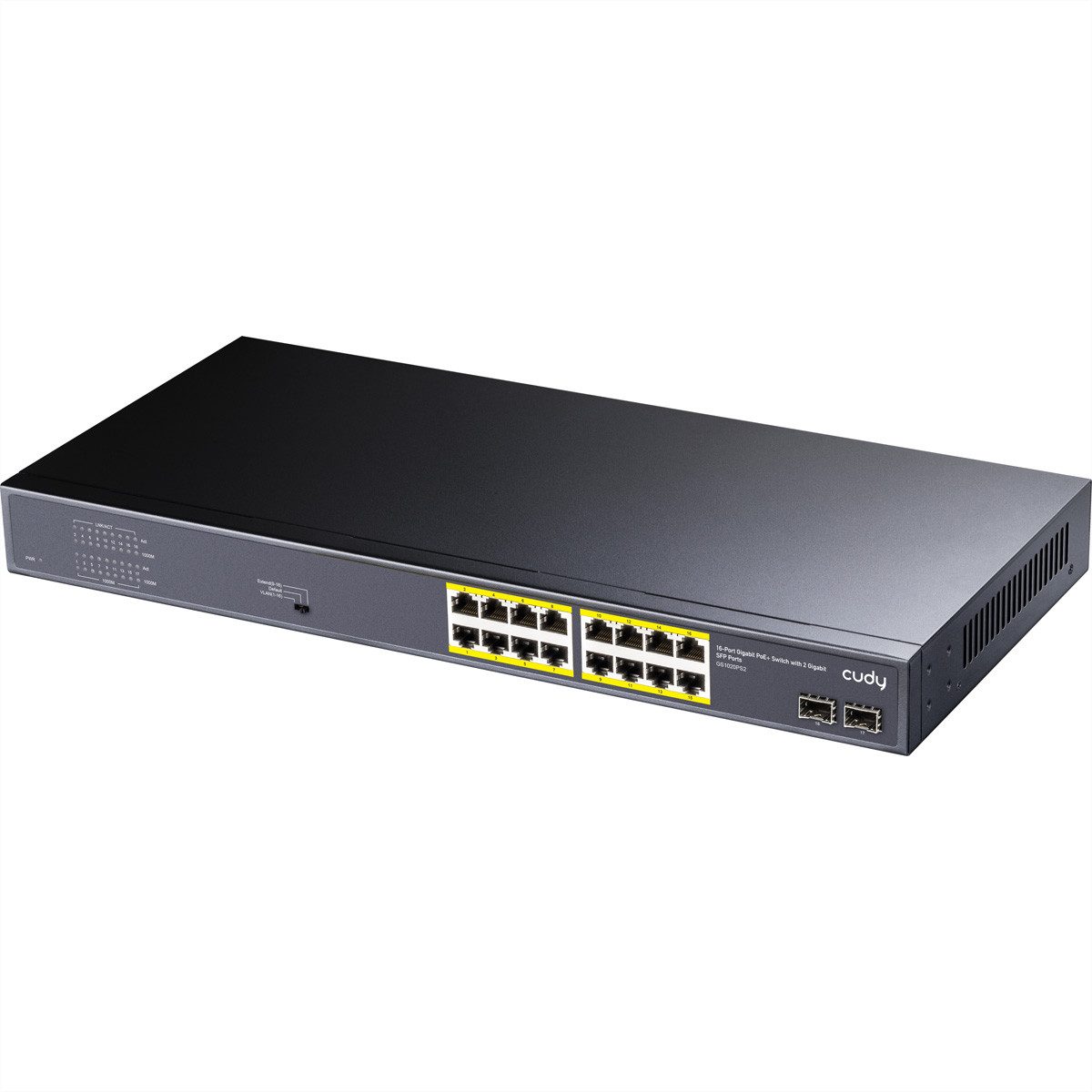 GS1020PS2 16-Port Gigabit PoE+ Switch 2 Gigabit SFP Ports 200W Netzwerk-Switch