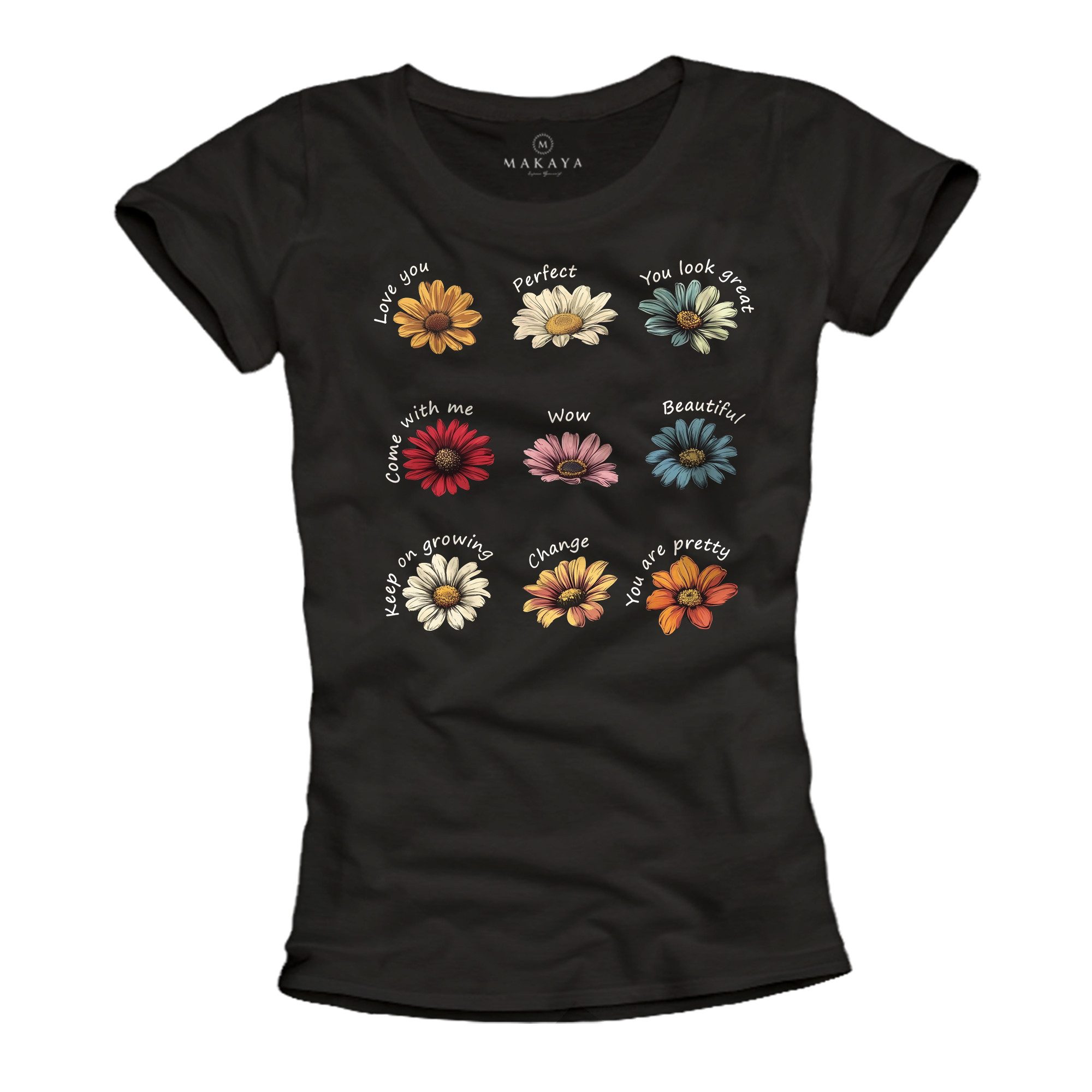 MAKAYA Print-Shirt MAKAYA Print-Shirt Damen Blumen günstig online kaufen