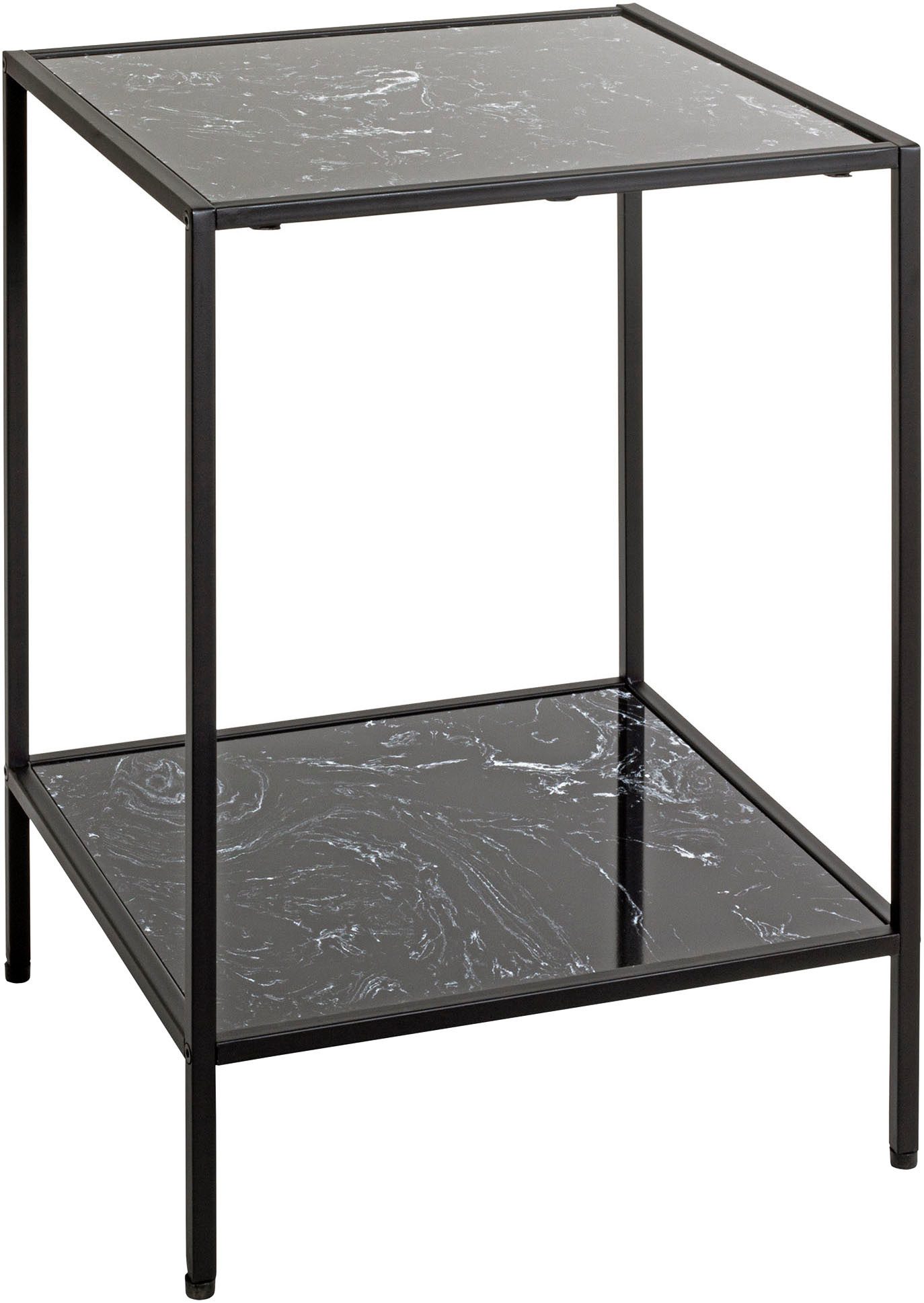 HAKU Beistelltisch Sofatisch, Wohnzimmertisch (1-St), quadratisch - aus Kunstmarmor Schwarz B/T/H 40/40/60 cm