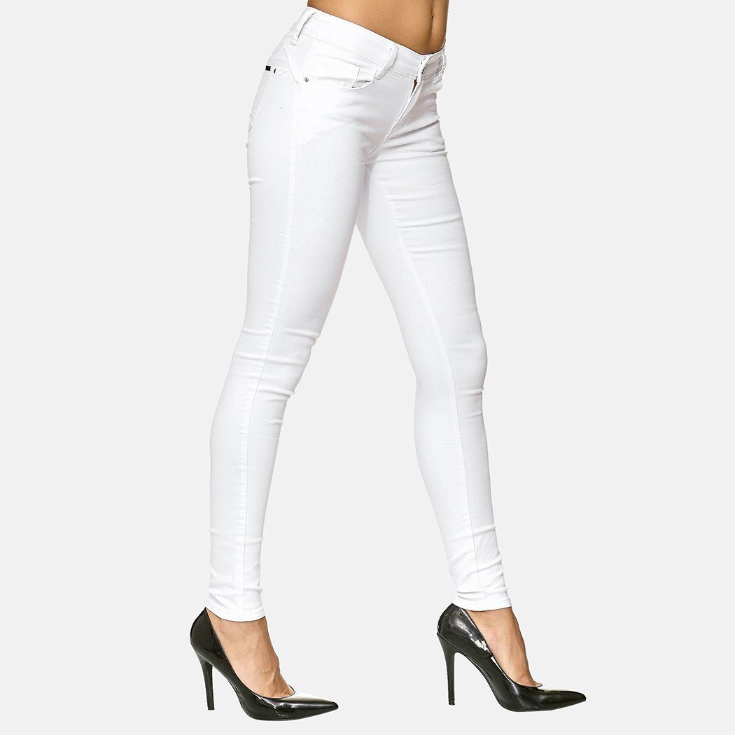 Elara Slim-fit-Jeans Elara Damen Push Up (1-tlg) Weiß Stretch Jeans Hose