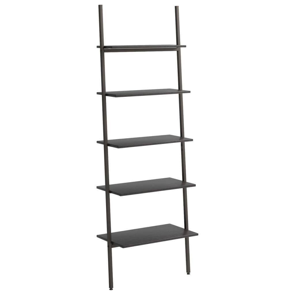 furnicato Bücherregal Anlehnregal mit 5 Ablagen 64 x 34 x 185,5 cm Schwarz, 1-tlg.